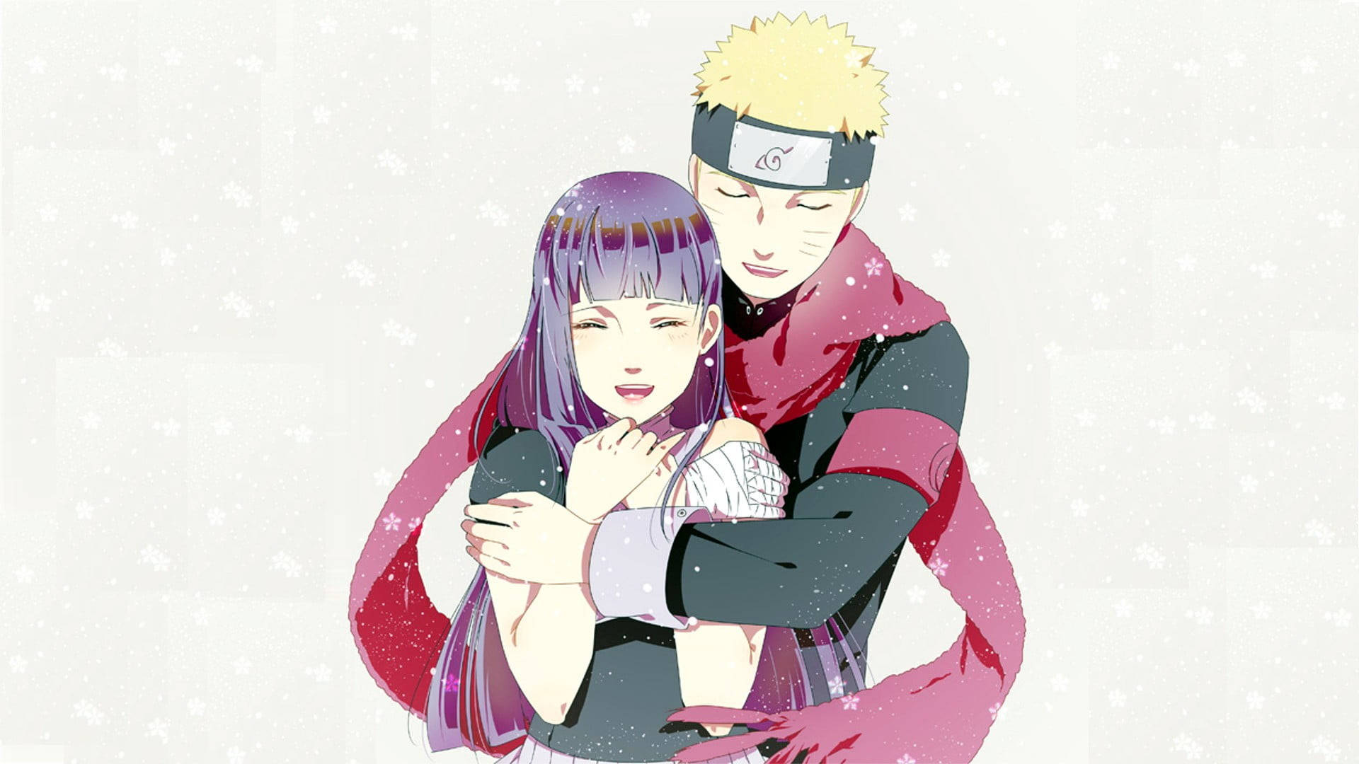 Naruto και Hinata με κόκκινο κασκόλ Ταπετσαρία