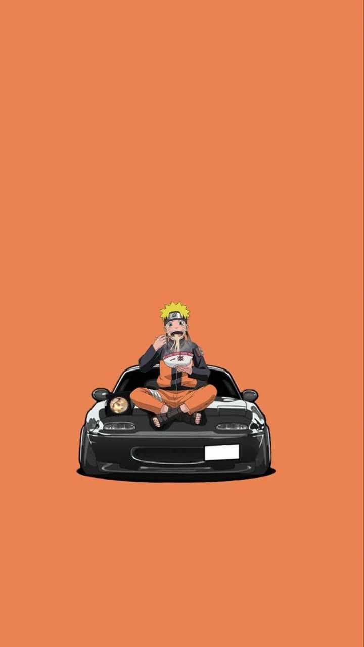 Naruto τρώει πάνω σε ένα αυτοκίνητο anime Ταπετσαρία