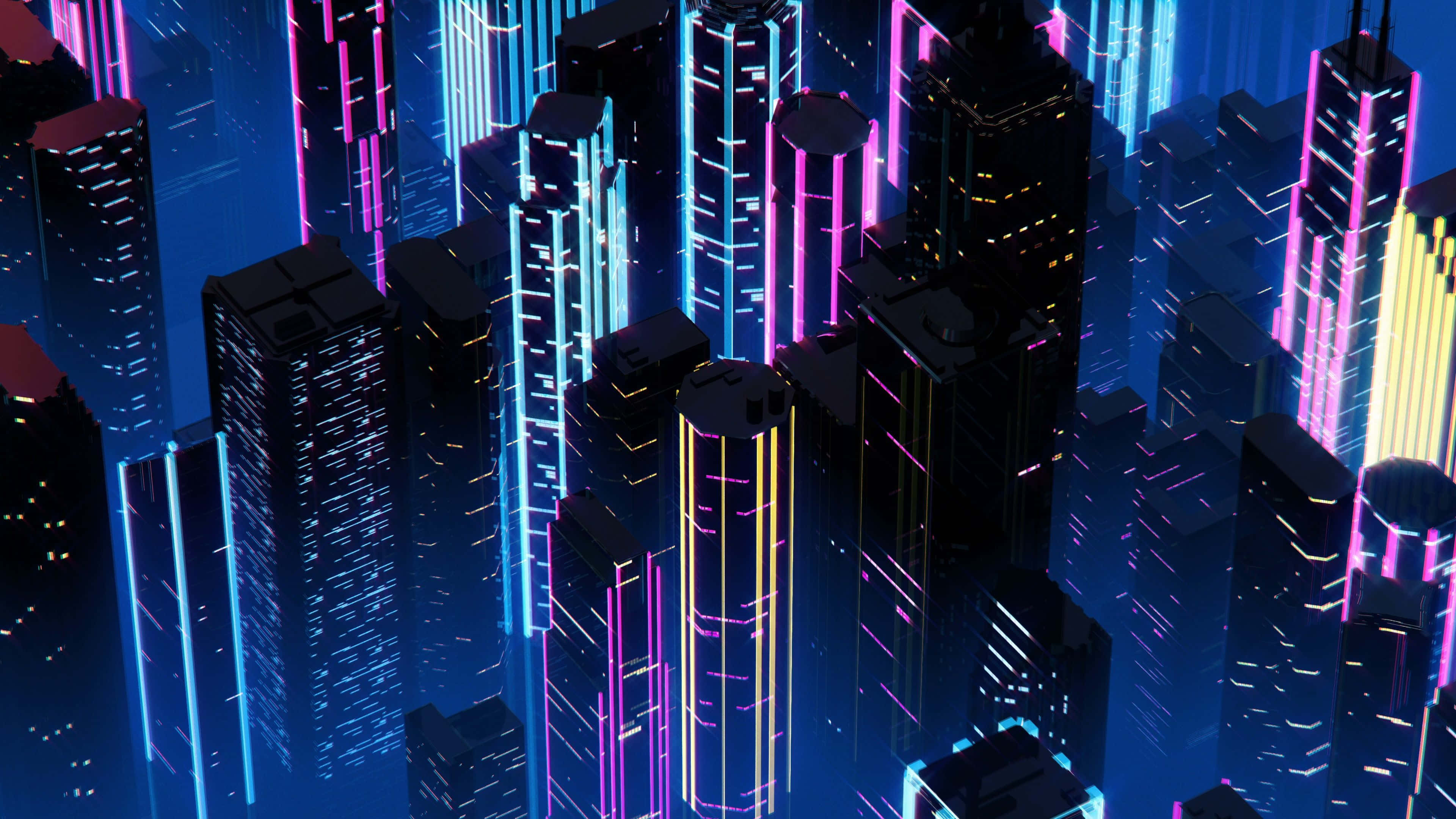 Φωτεινά φώτα της πόλης Neon Ταπετσαρία