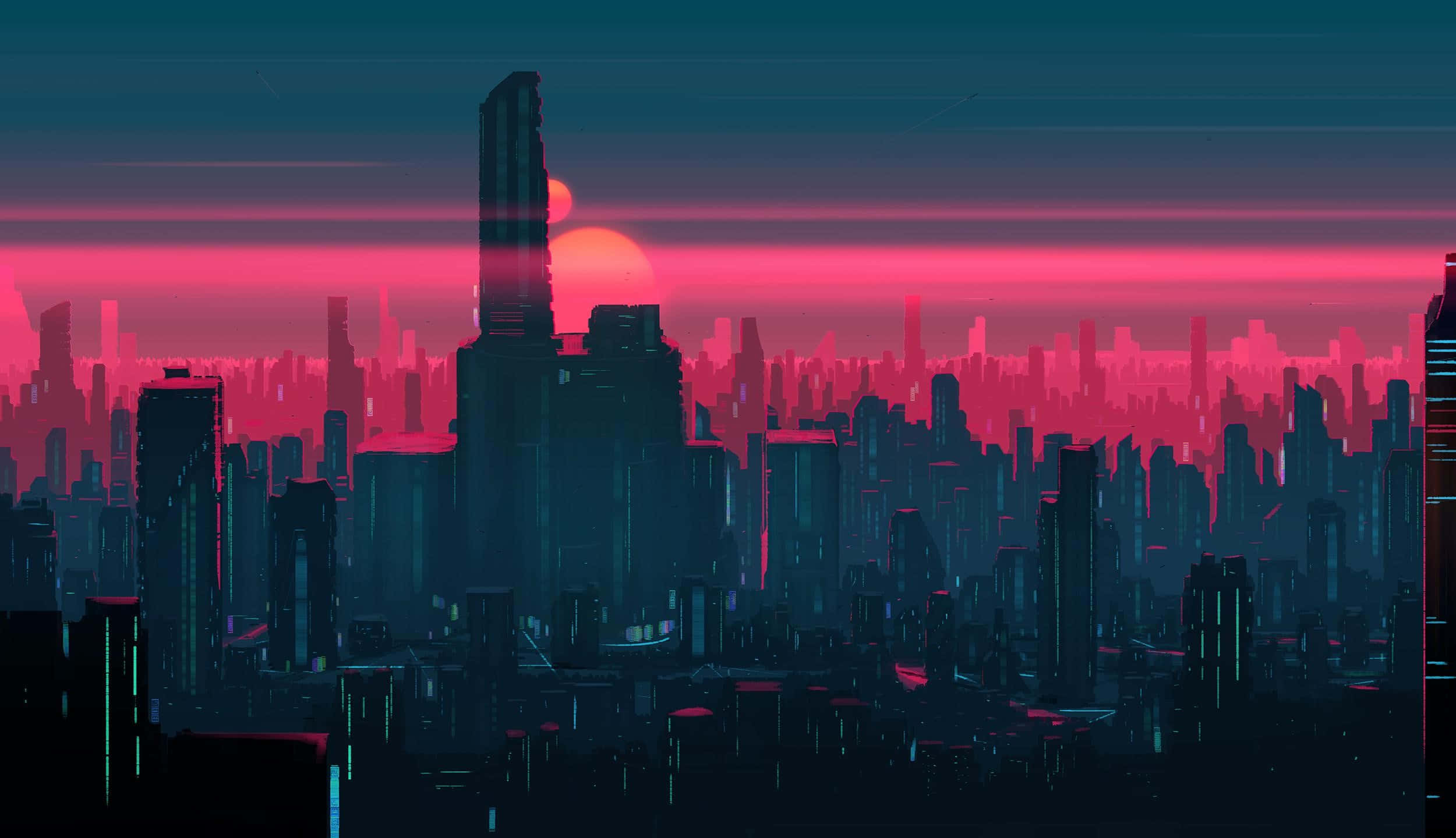 Εξερευνήστε τα ζωντανά χρώματα της Neon Πόλης. Ταπετσαρία
