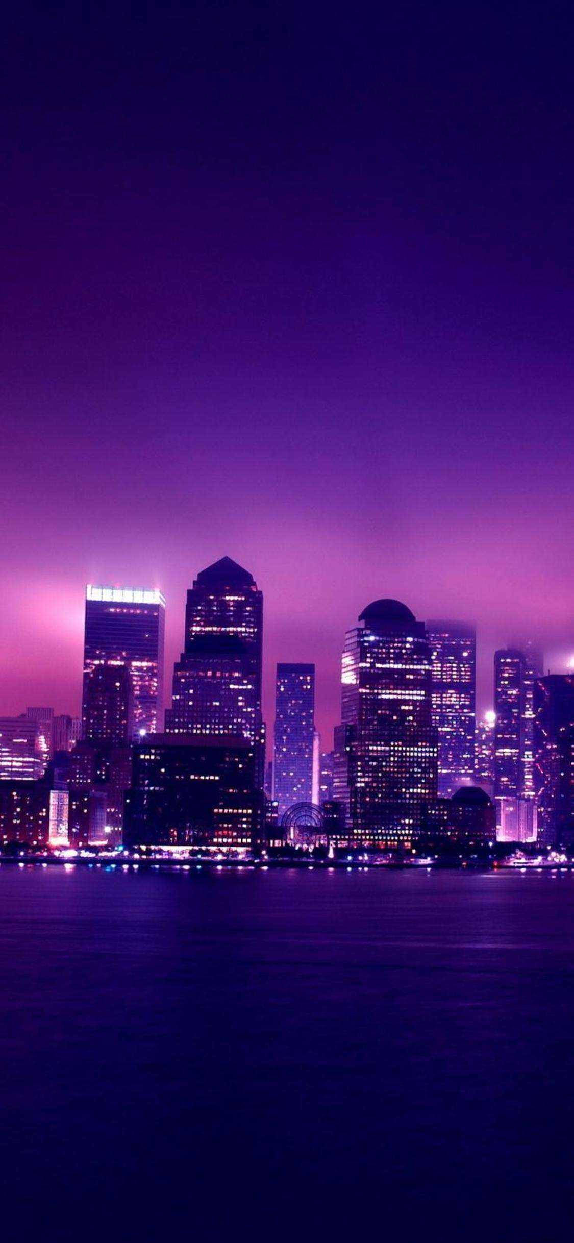 Neon Purple iPhone City Landscape Ταπετσαρία