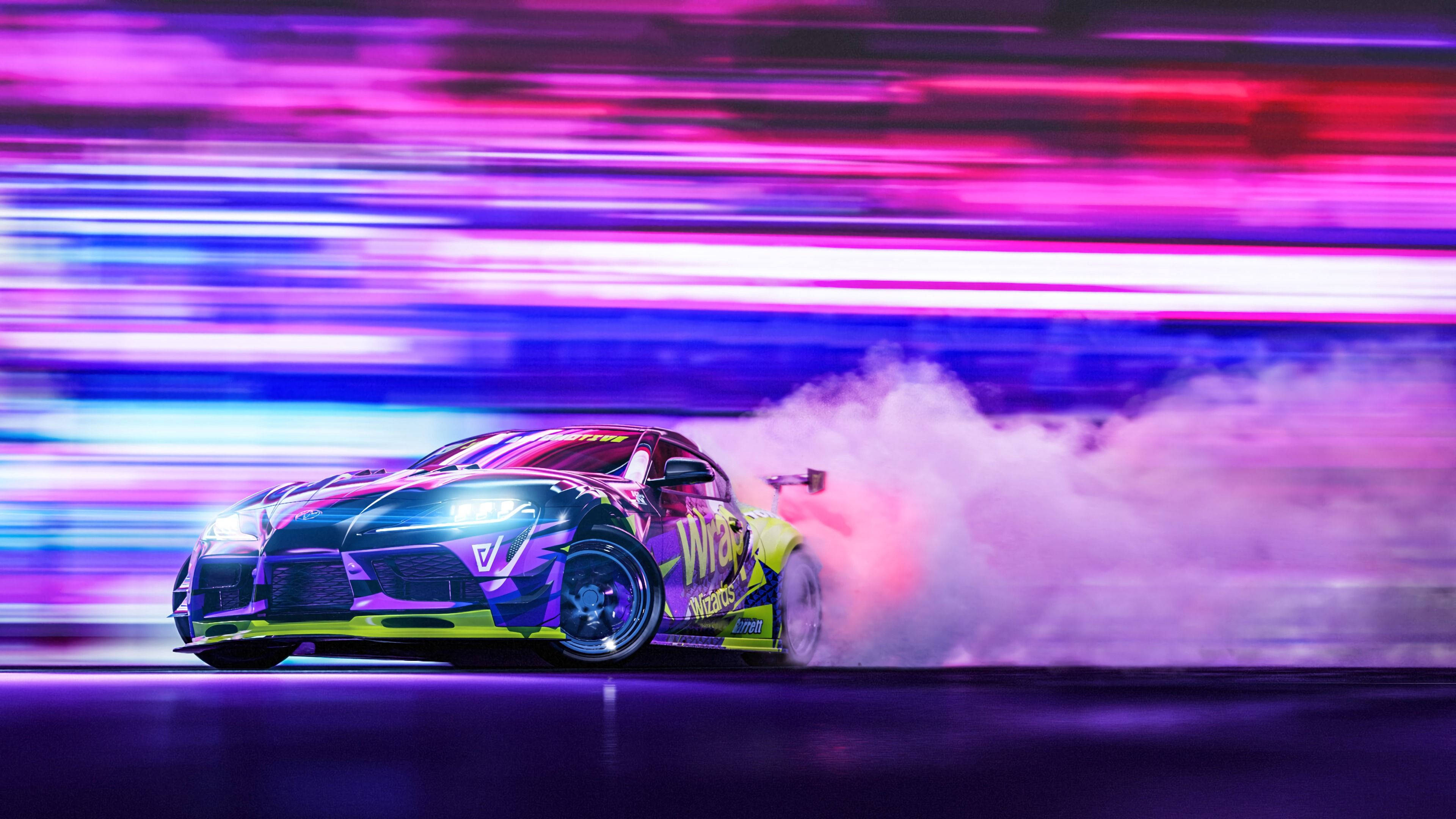 Neon Toyota Supra Drift Car Ταπετσαρία
