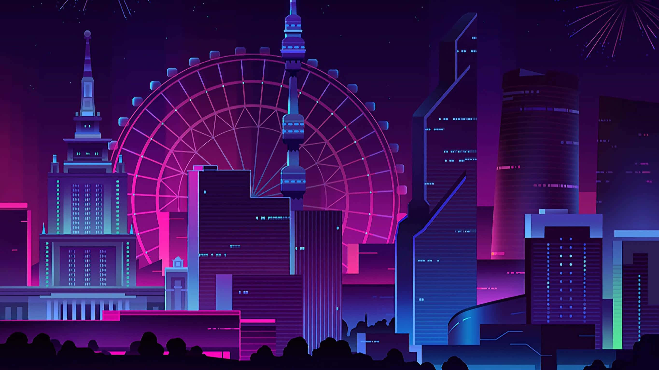 Φόντο Neon Πόλης Ταπετσαρία
