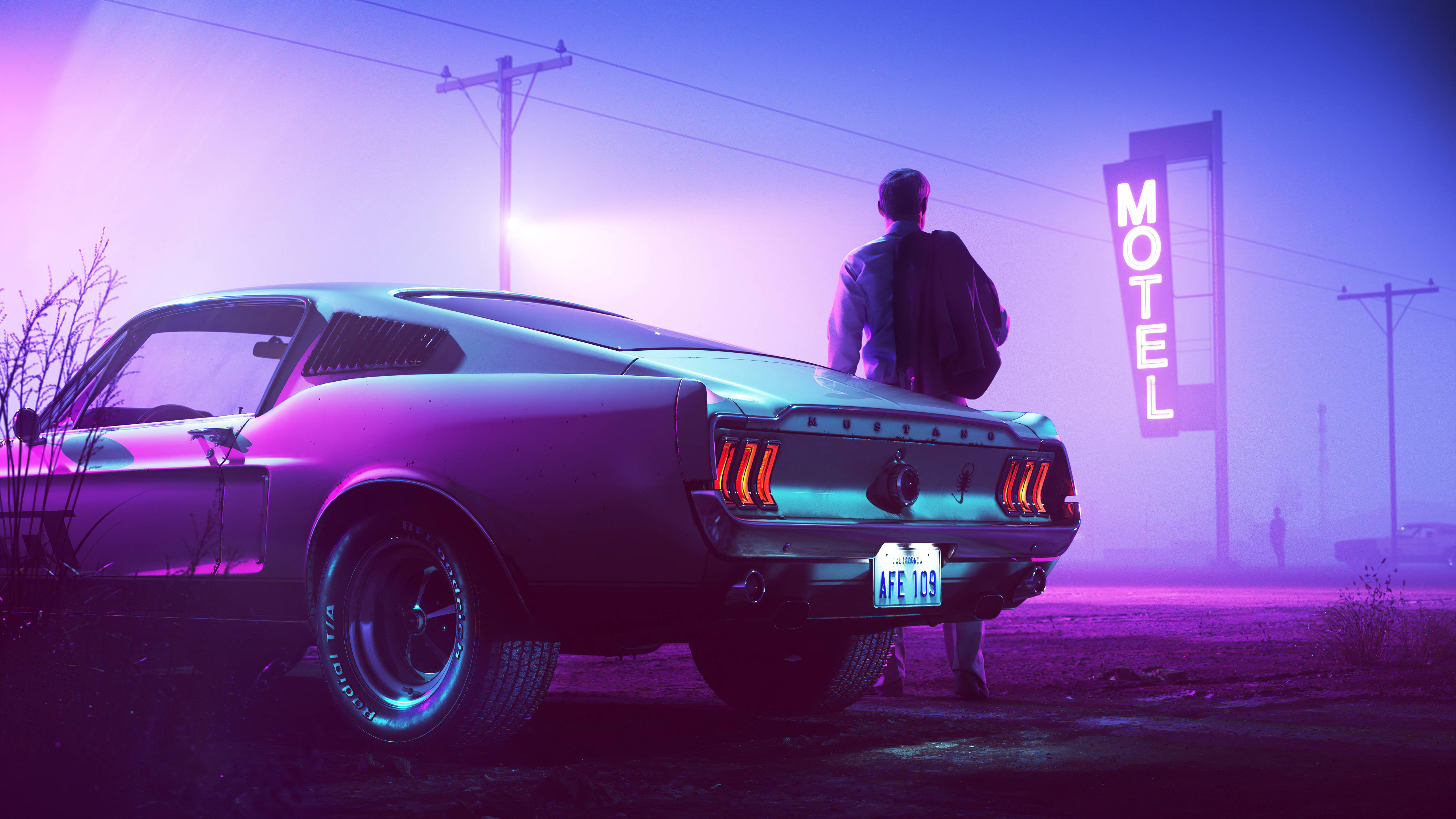 Neon Μωβ Αισθητική Ford Mustang Ταπετσαρία