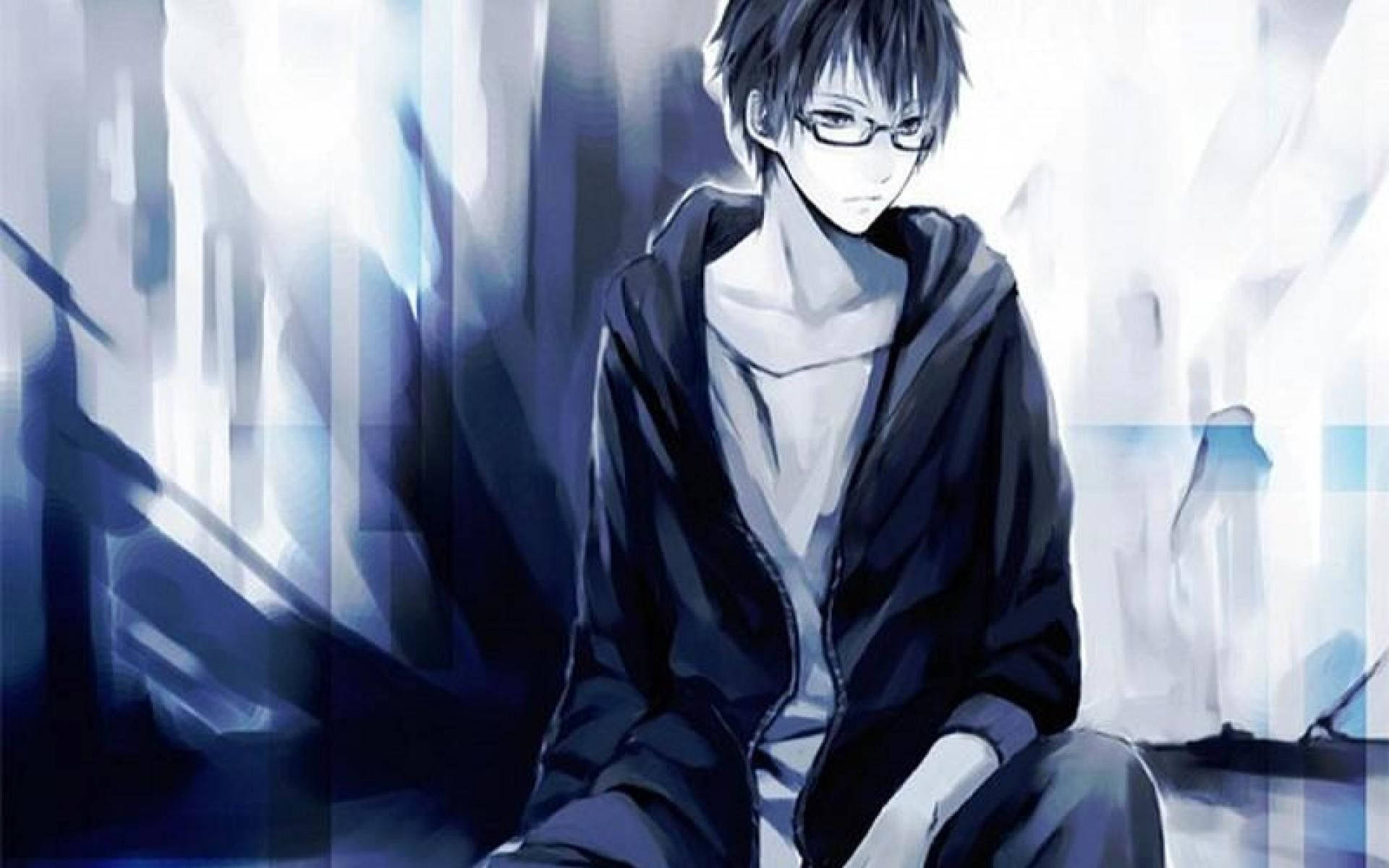 Σπασίκλας αγόρι anime με γυαλιά ταπετσαρία — Anime Boy Ταπετσαρία