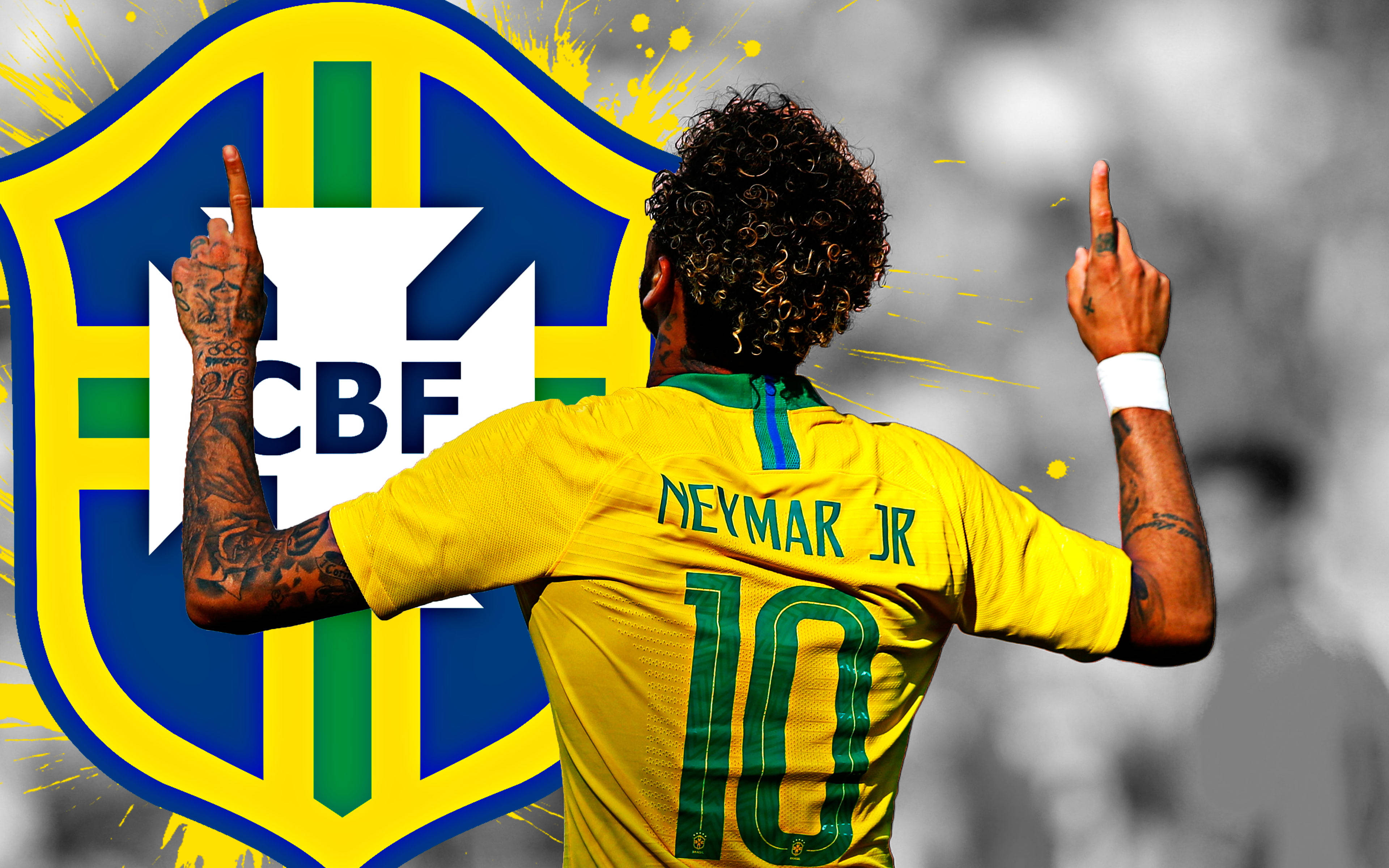Neymar 4K Με Μεγάλο Λογότυπο CBF Ταπετσαρία