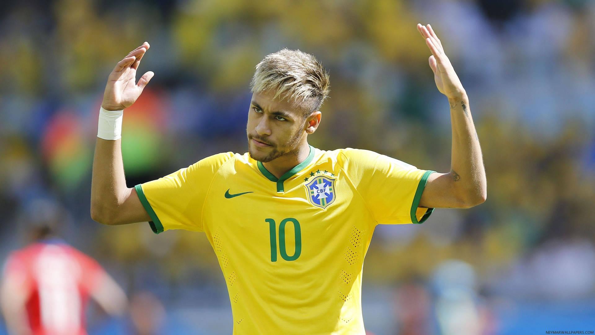 Ο Neymar Jr. επιδεικνύει την χαρακτηριστική του Βραζιλιάνικη στολή Νο. 10 Ταπετσαρία