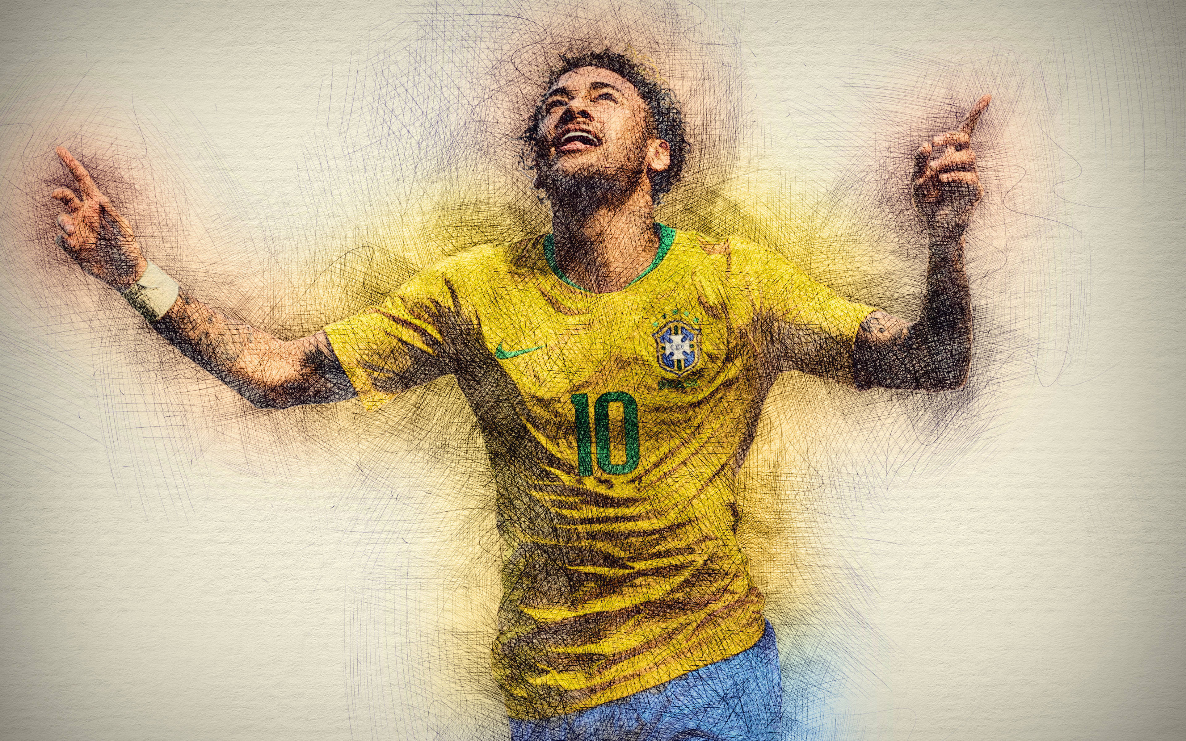 Λεζάντα: Ζωντανό έγχρωμο σκίτσο του Neymar Jr. Ταπετσαρία
