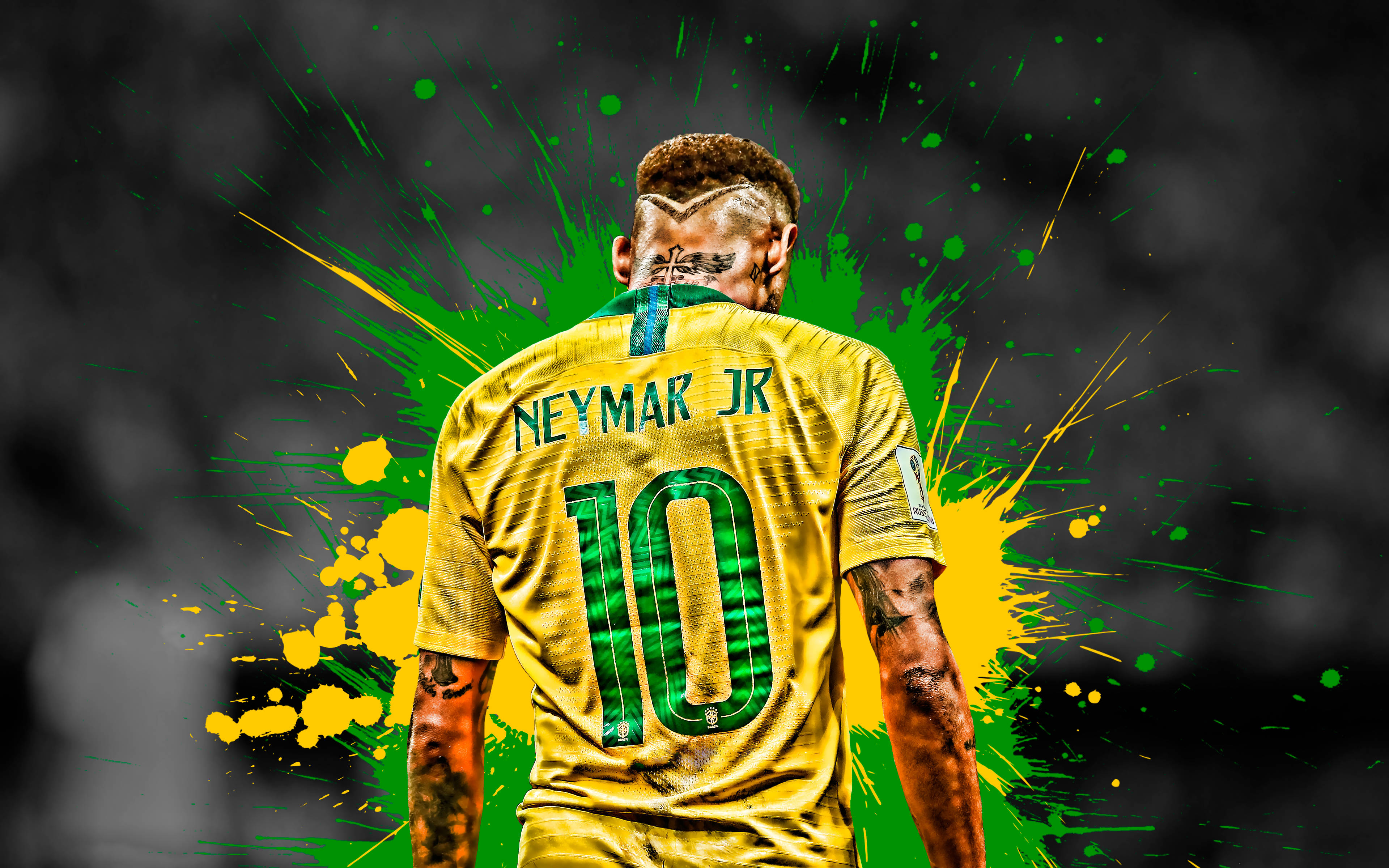 Neymar Jr Κίτρινο Πράσινο Πιτσιλιές Ταπετσαρία