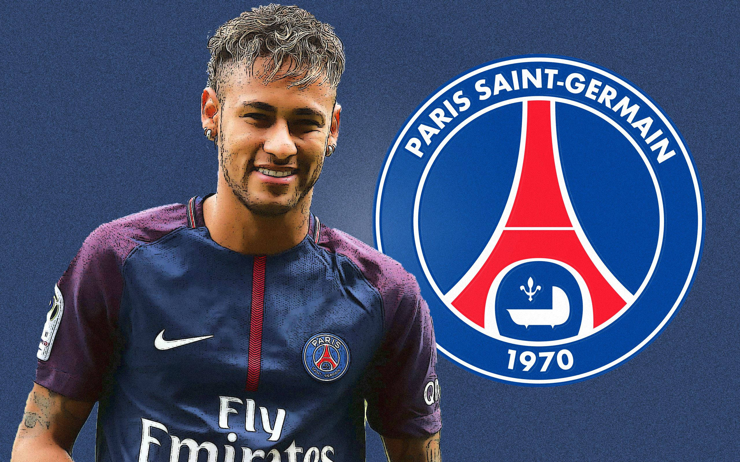 Ο Neymar πανηγυρίζει με το λογότυπο της Παρί Σεν Ζερμέν. Ταπετσαρία