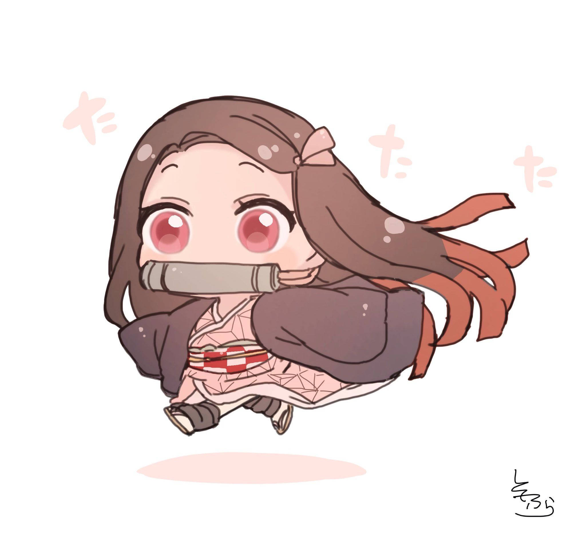 Nezuko Demon Slayer Μικροσκοπική Χαριτωμένη Έκδοση Ταπετσαρία