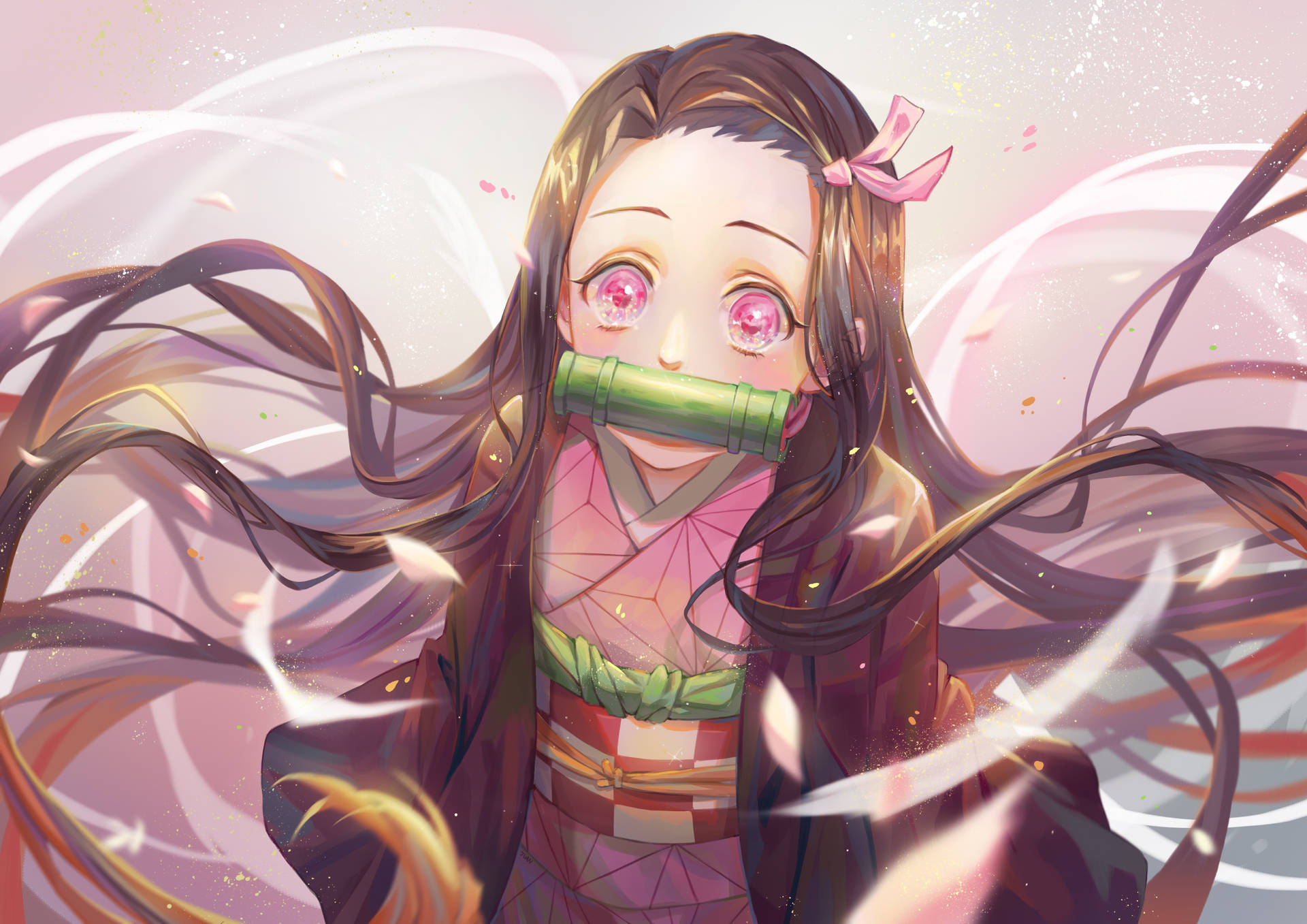 Demon Slayer 4k Nezuko Kawaii Ταπετσαρία — Δαίμονας Σφαγέας 4K GIF Ταπετσαρία