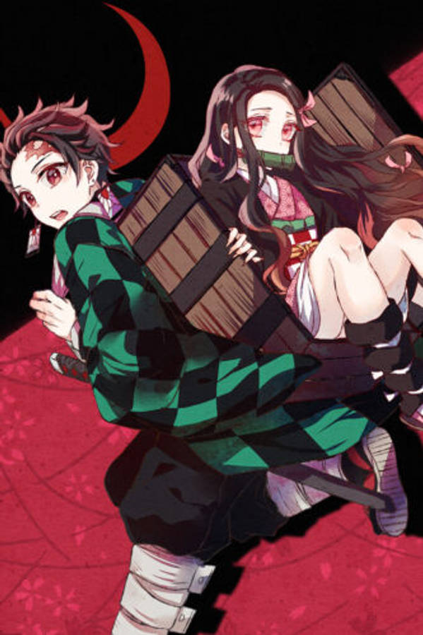 Nezuko του Demon Slayer με τον αδερφό της Tanjiro Ταπετσαρία