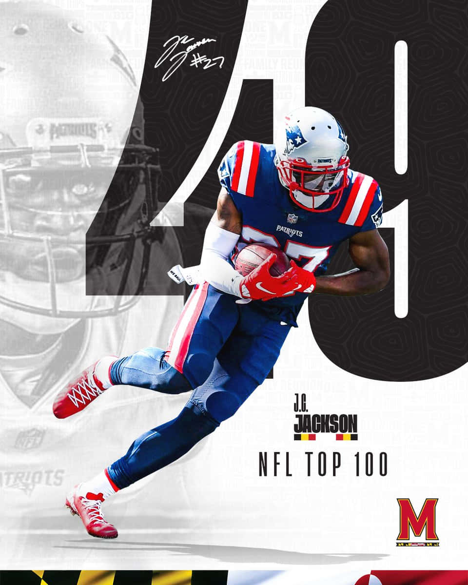 NFL Top 100 2021 Θέση 49 Ποδοσφαιρικός Cornerback JC Jackson Ταπετσαρία