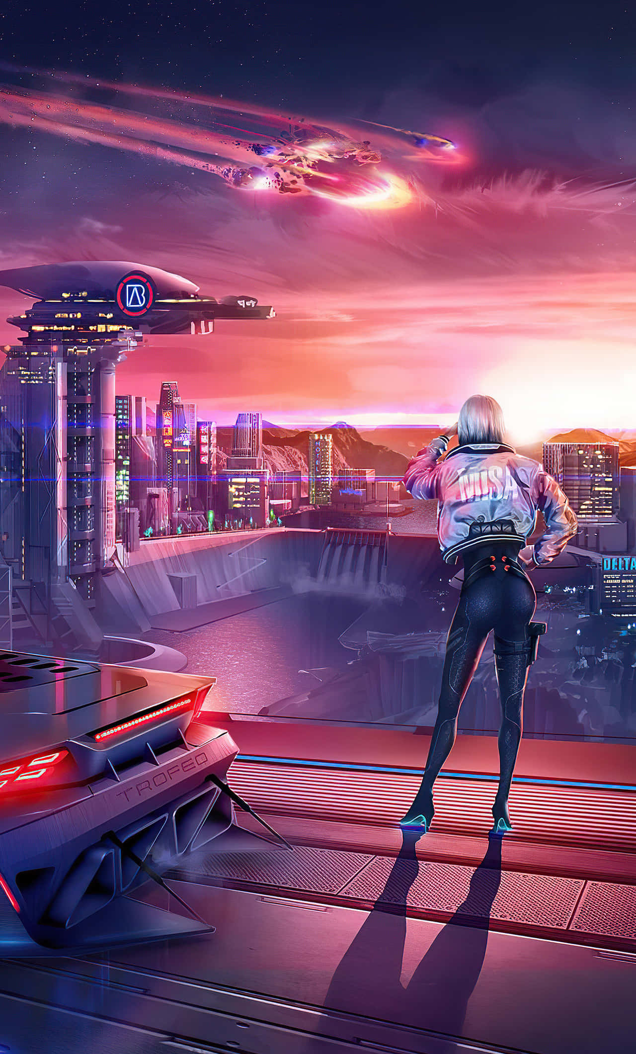 Η αστραφτερή μητρόπολη της Night City, που βρίσκεται στον συναρπαστικά φουτουριστικό κόσμο του Cyberpunk. Ταπετσαρία
