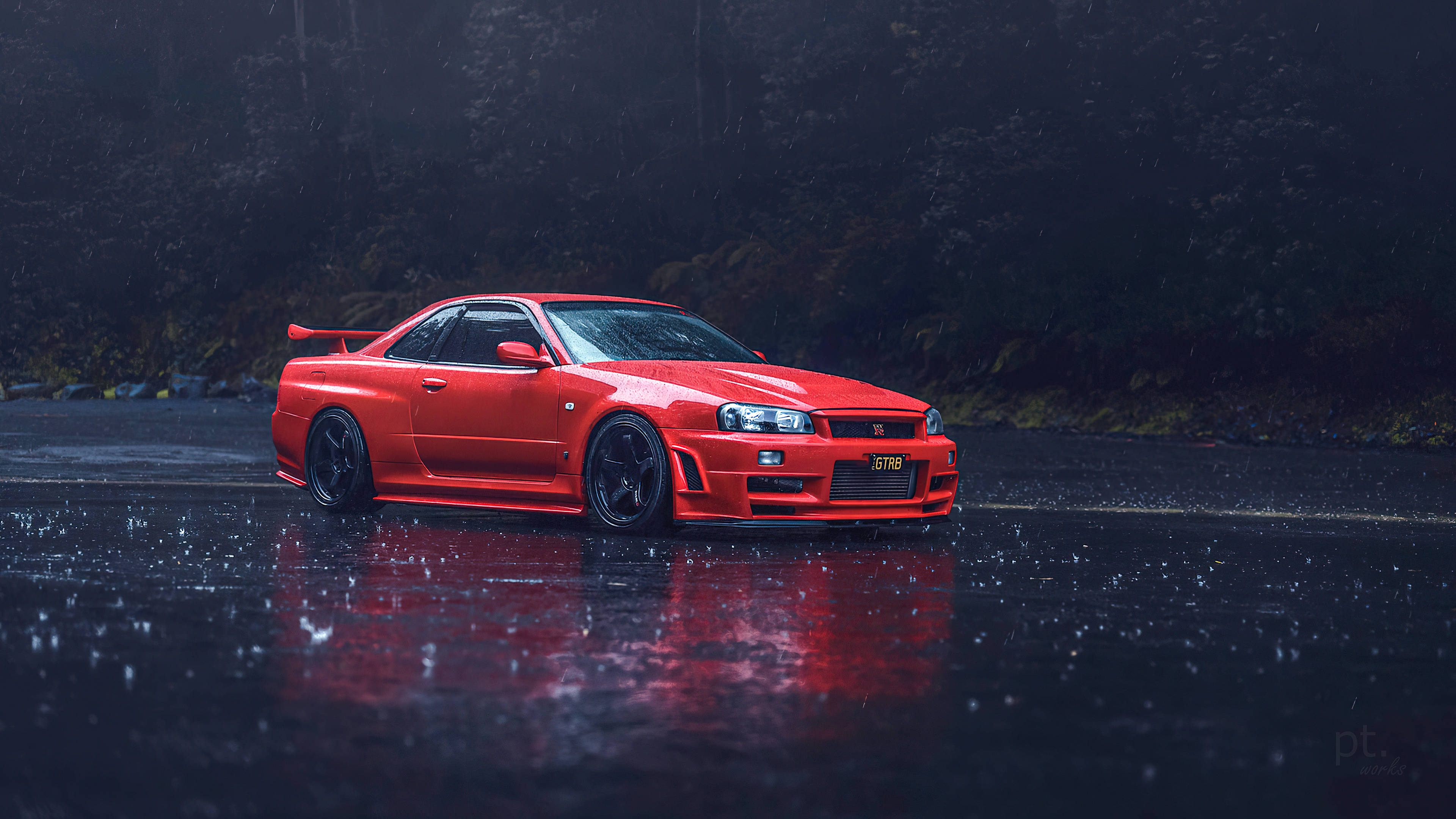 Nissan Skyline GTR R34 σε Βροχερό Σκηνικό Ταπετσαρία
