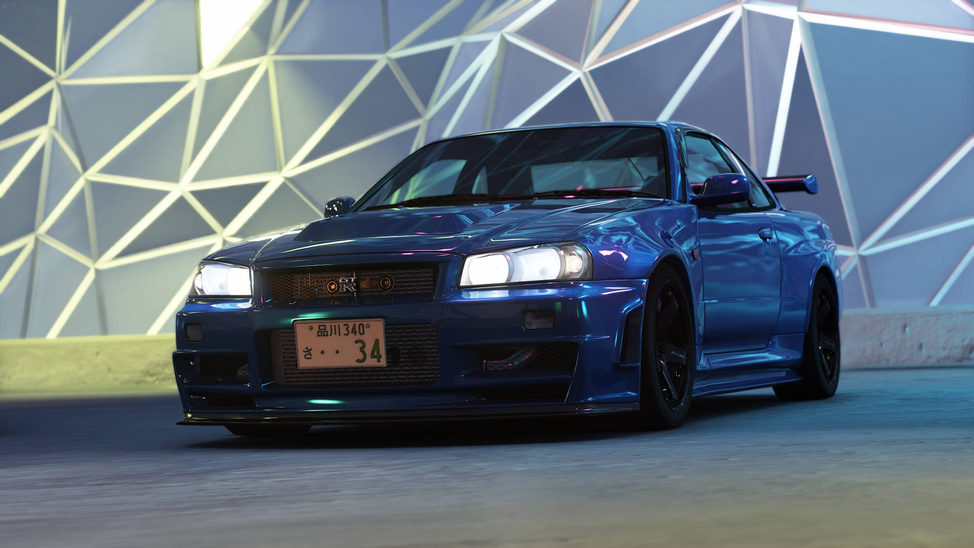 Προσαρμοσμένο Μπλε Nissan Skyline GTR R34 Ταπετσαρία