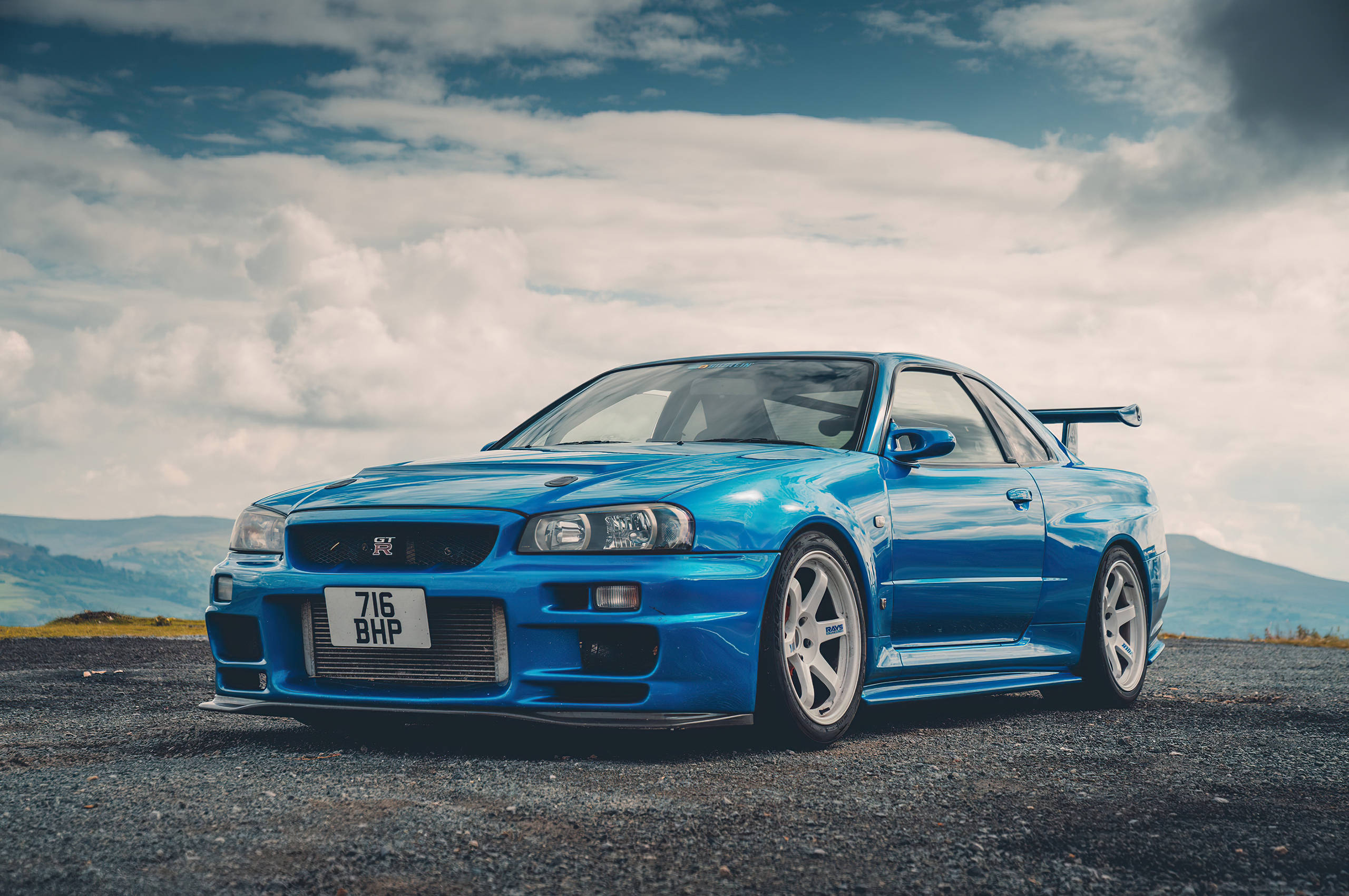 Τιρκουάζ Nissan Skyline GTR R34 Ταπετσαρία