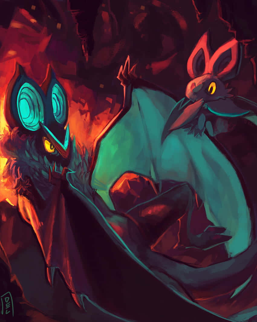 Noibat και Noivern σε Φλεγόμενη Σπηλιά Ταπετσαρία