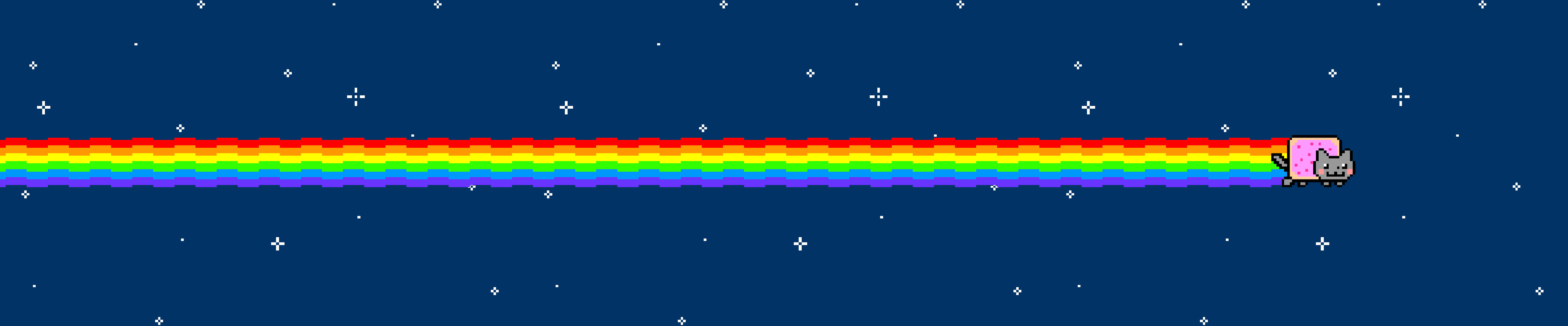 Χαριτωμένο Ουράνιο Τόξο Nyan Cat Pixel 3 Φόντο Οθόνης Ταπετσαρία