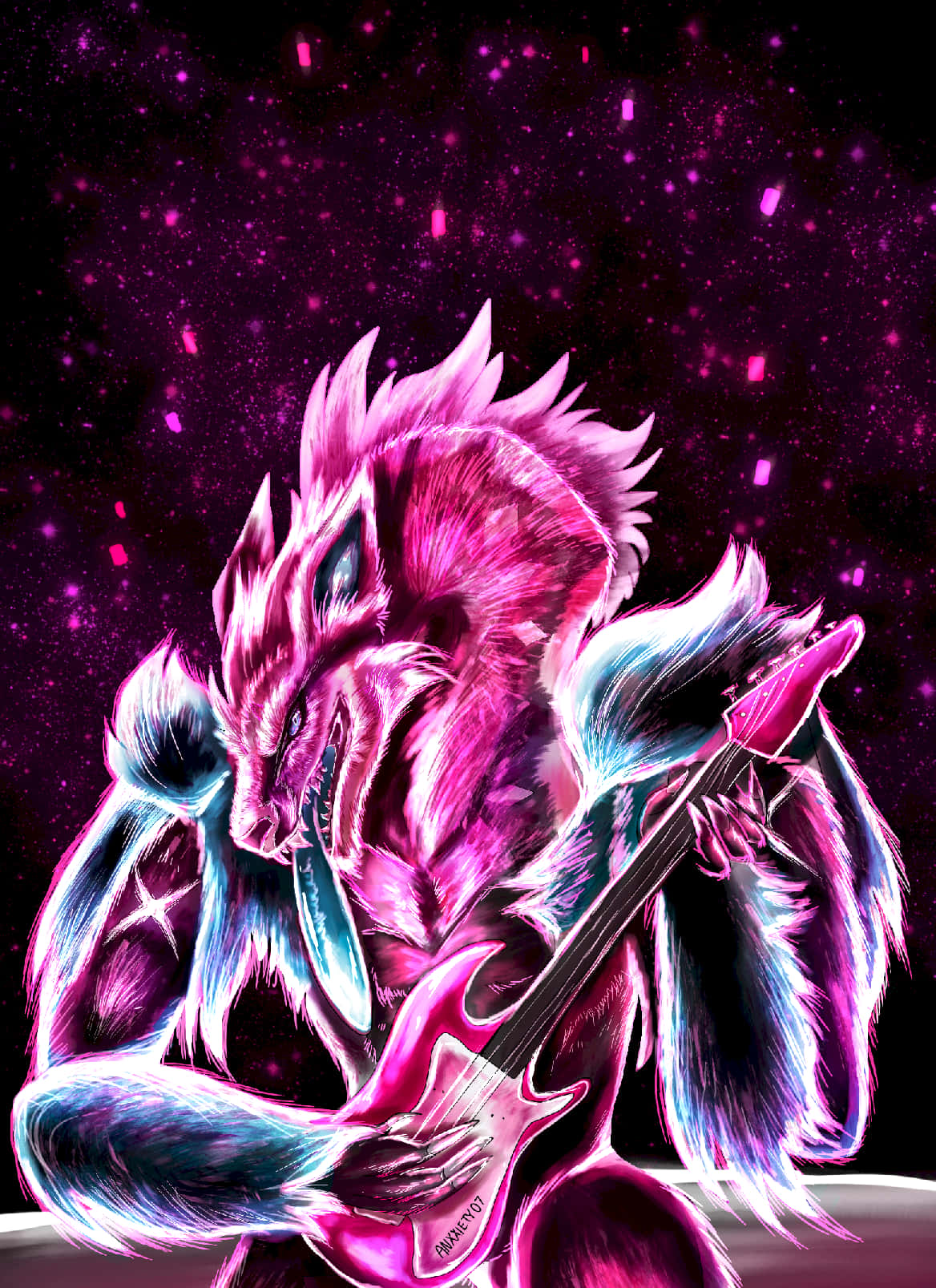 Obstagoon παίζει κιθάρα Ταπετσαρία