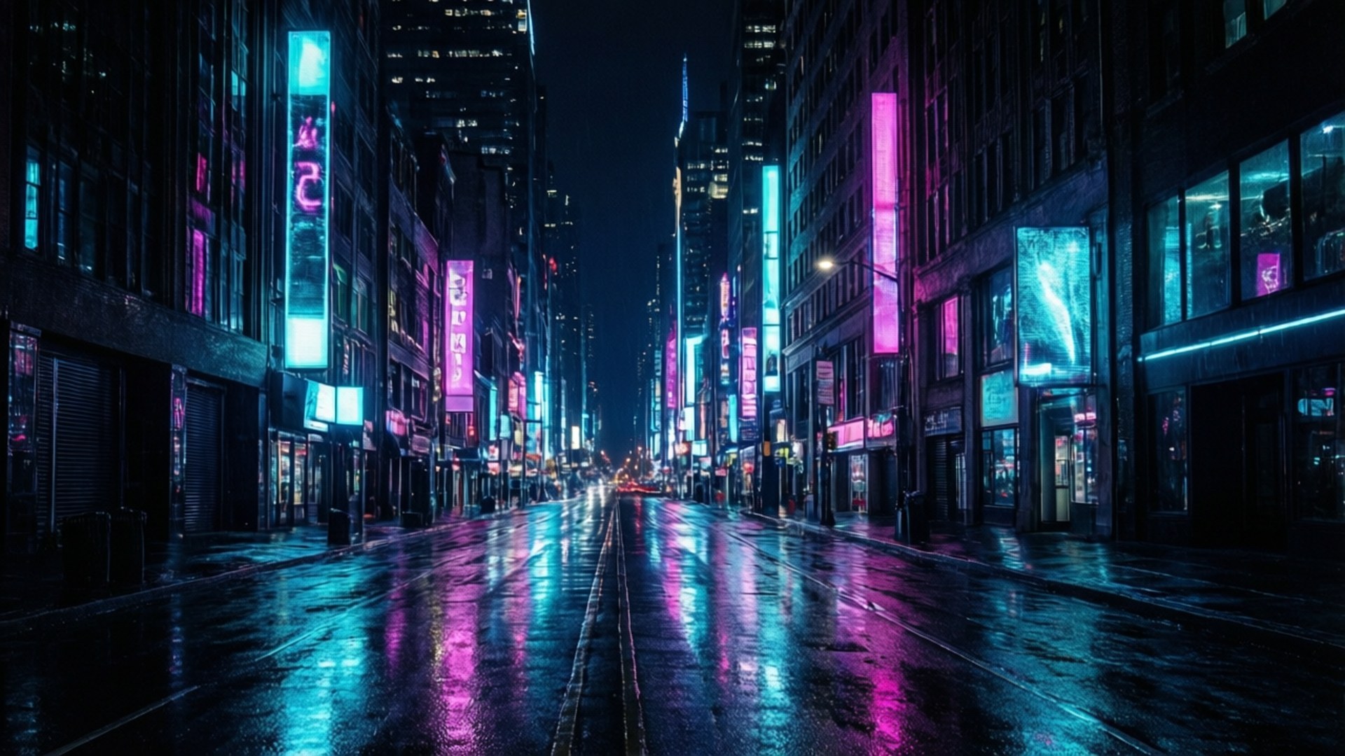 Νέον Αστικό Τοπίο OLED Ταπετσαρία