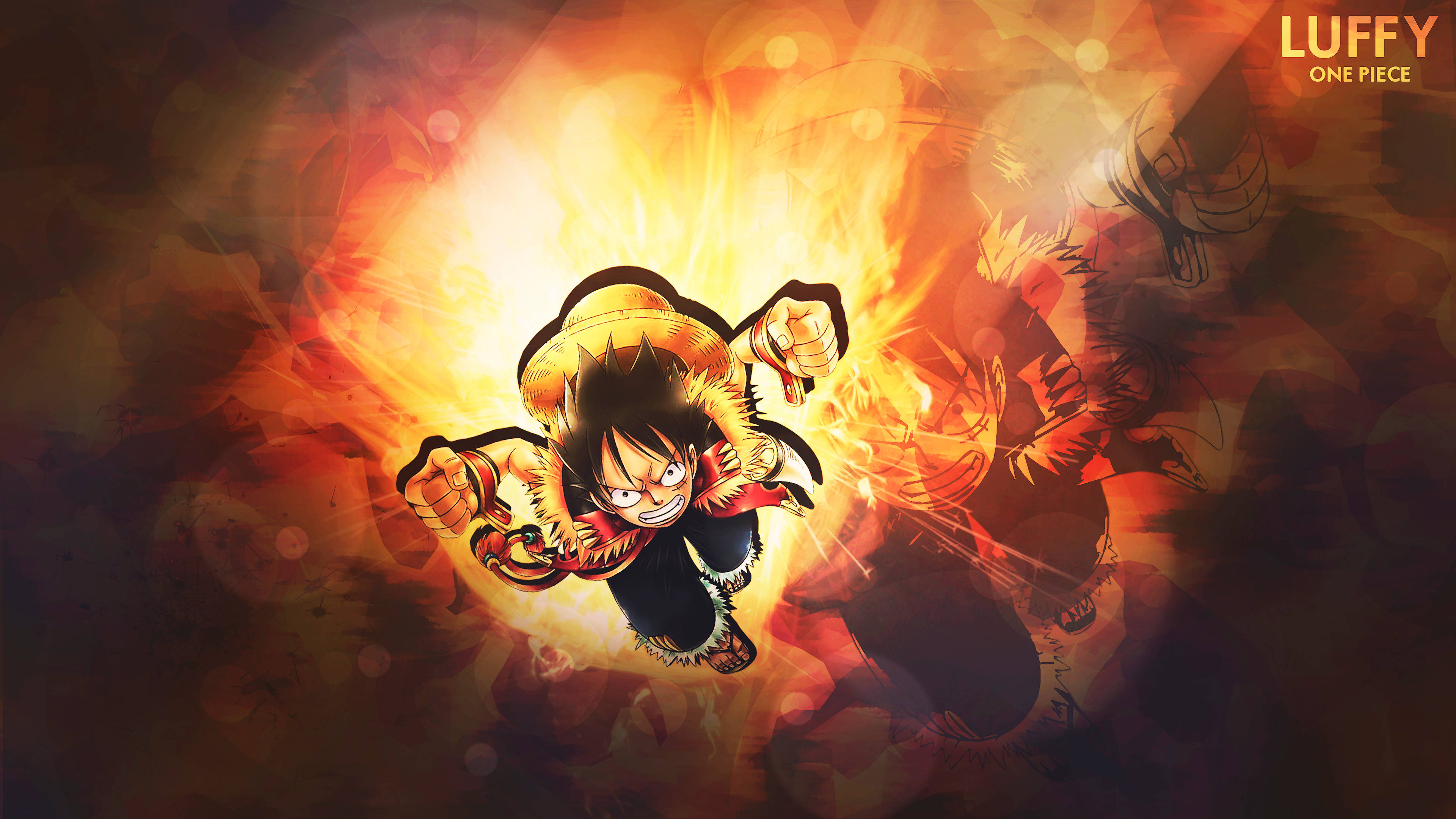 One Piece Λούφι Φωτιά Τέχνη Ταπετσαρία