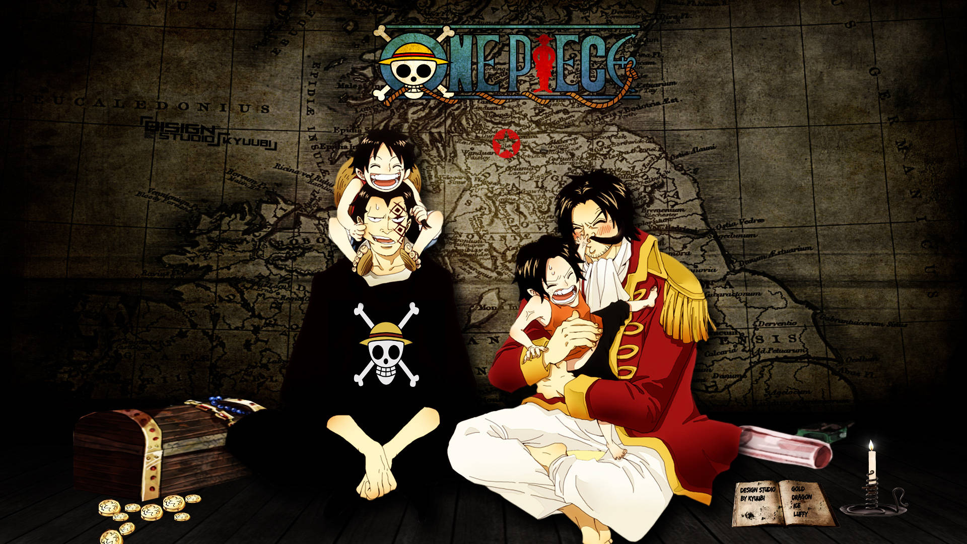 One Piece Επιφάνεια Εργασίας Dragon και Roger Ταπετσαρία