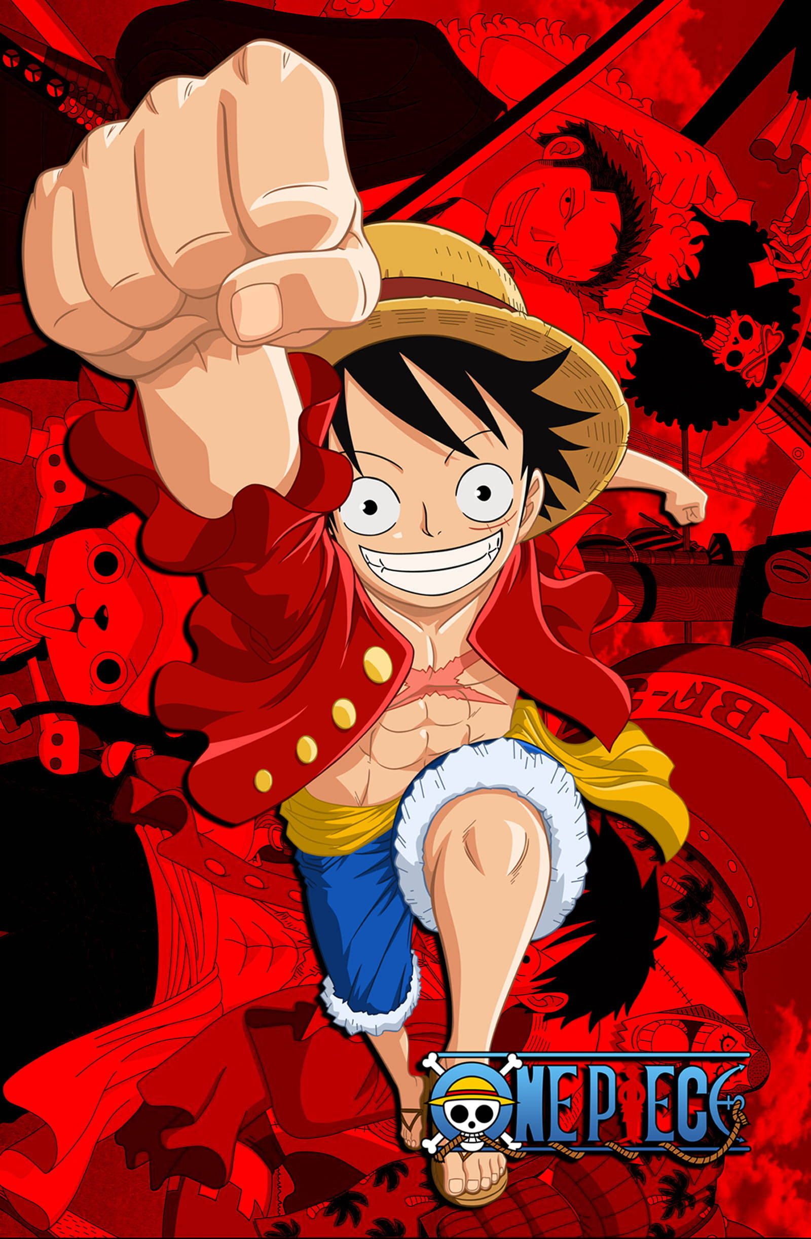 One Piece Luffy PFP Κόκκινη Αφίσα Με Πειρατές Ταπετσαρία