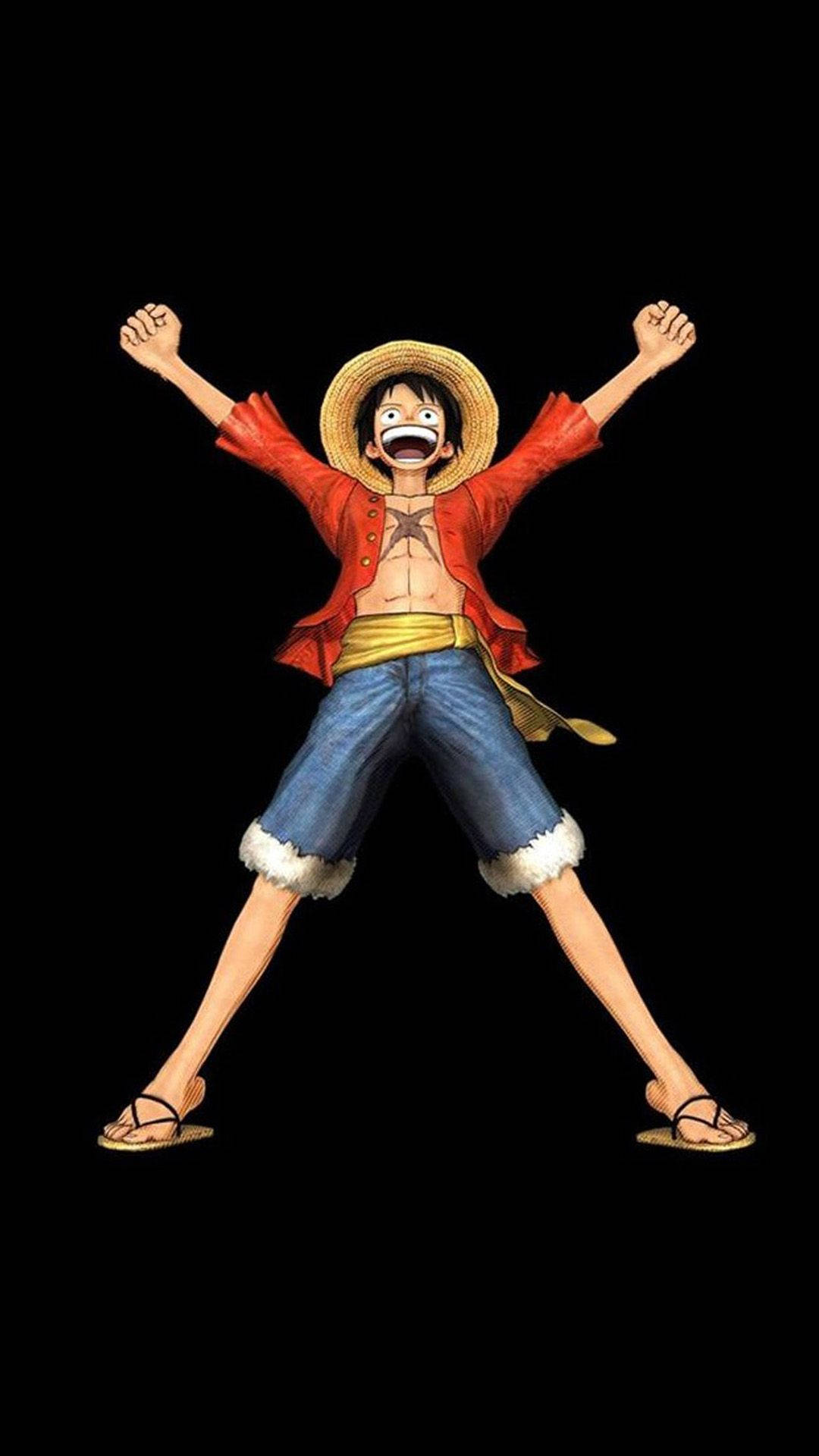 Χαμογελαστός και ενθουσιασμένος Luffy σε πορτραίτο ταπετσαρία One Piece. — One Piece Ταπετσαρία