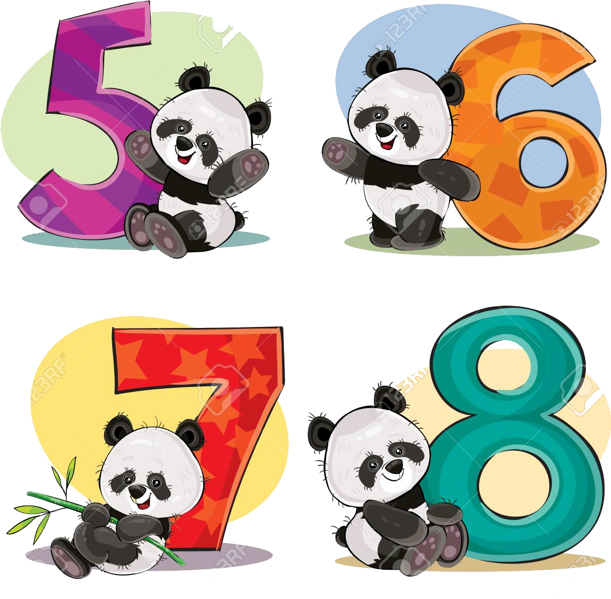 Panda_ Αριθμοί_5_έως_8 Ταπετσαρία
