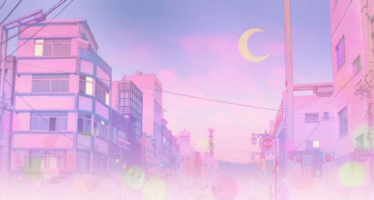 Pastel Sailor Moon Νυχτερινή Πόλη Anime Ταπετσαρία
