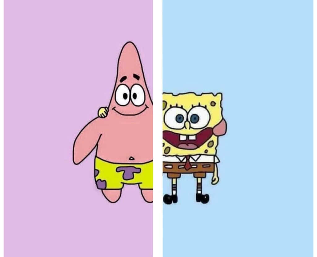 Σχέδιο Ταπετσαρίας Patrick και SpongeBob Αταίριαστοι Κολλητοί Ταπετσαρία