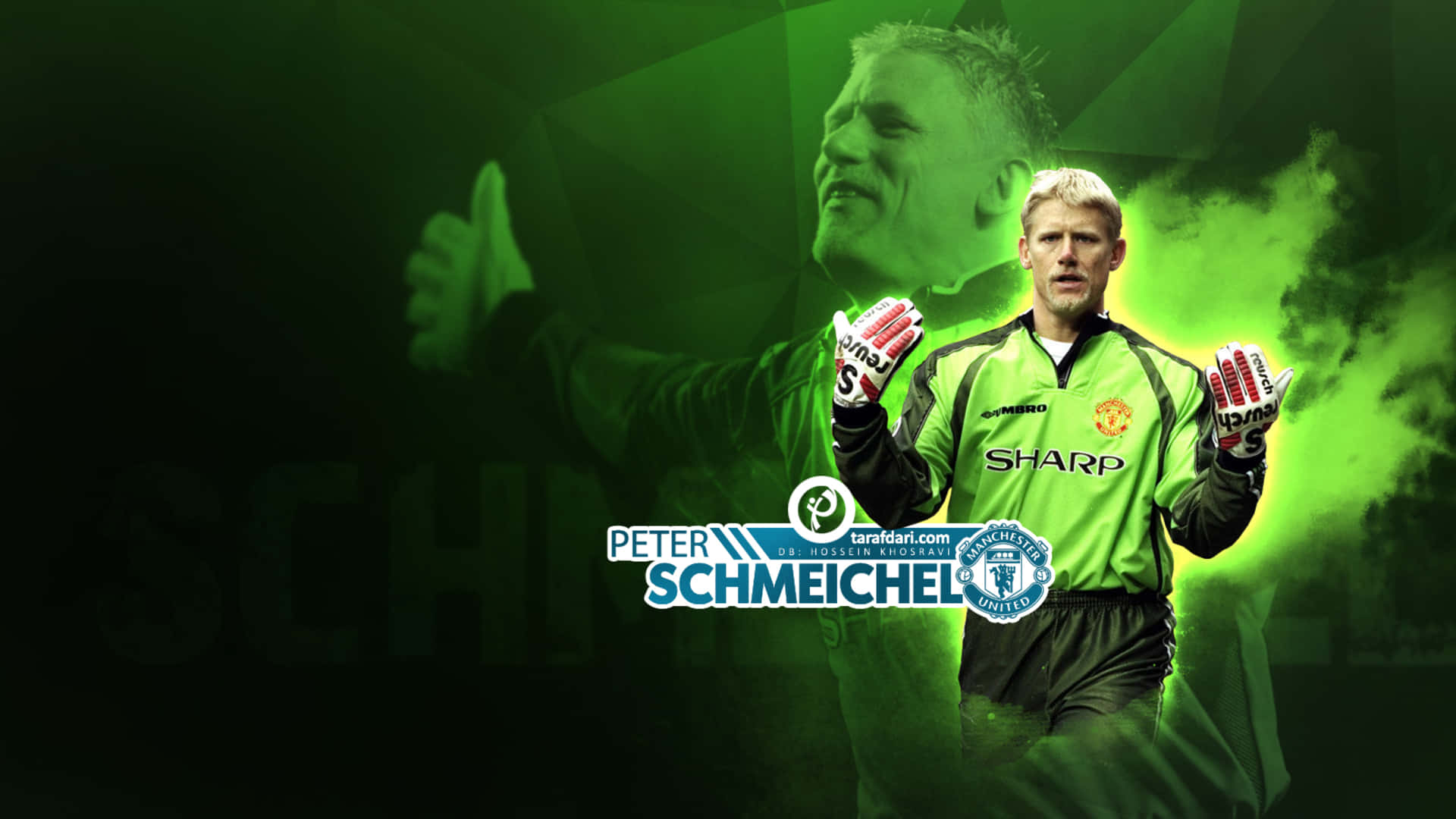 Peter Schmeichel Πράσινη Γραφική Τέχνη Τερματοφύλακας Μάντσεστερ Γιουνάιτεντ Ταπετσαρία