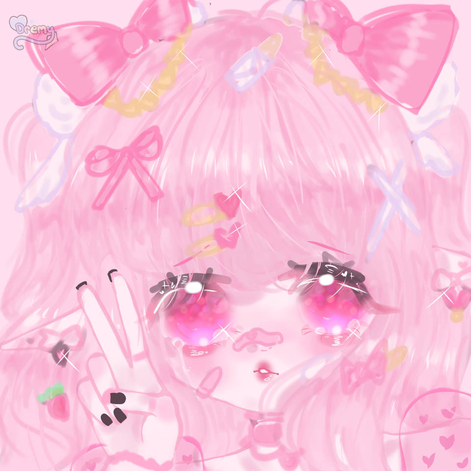 Χαριτωμένο PFP Ροζ Anime Κορίτσι Ταπετσαρία