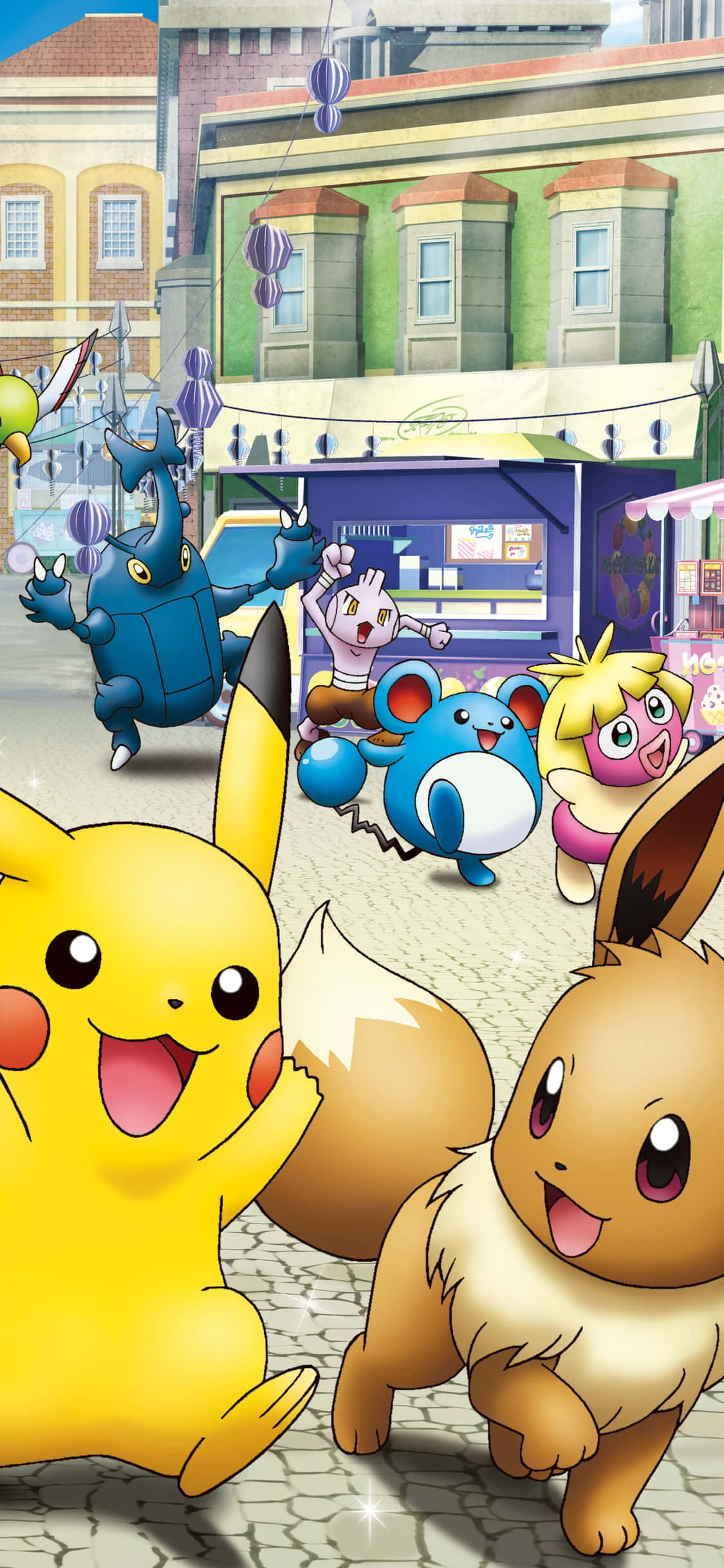 Δέσιμο του Pikachu και του Eevee μέσα από τη γλυκύτητα Ταπετσαρία