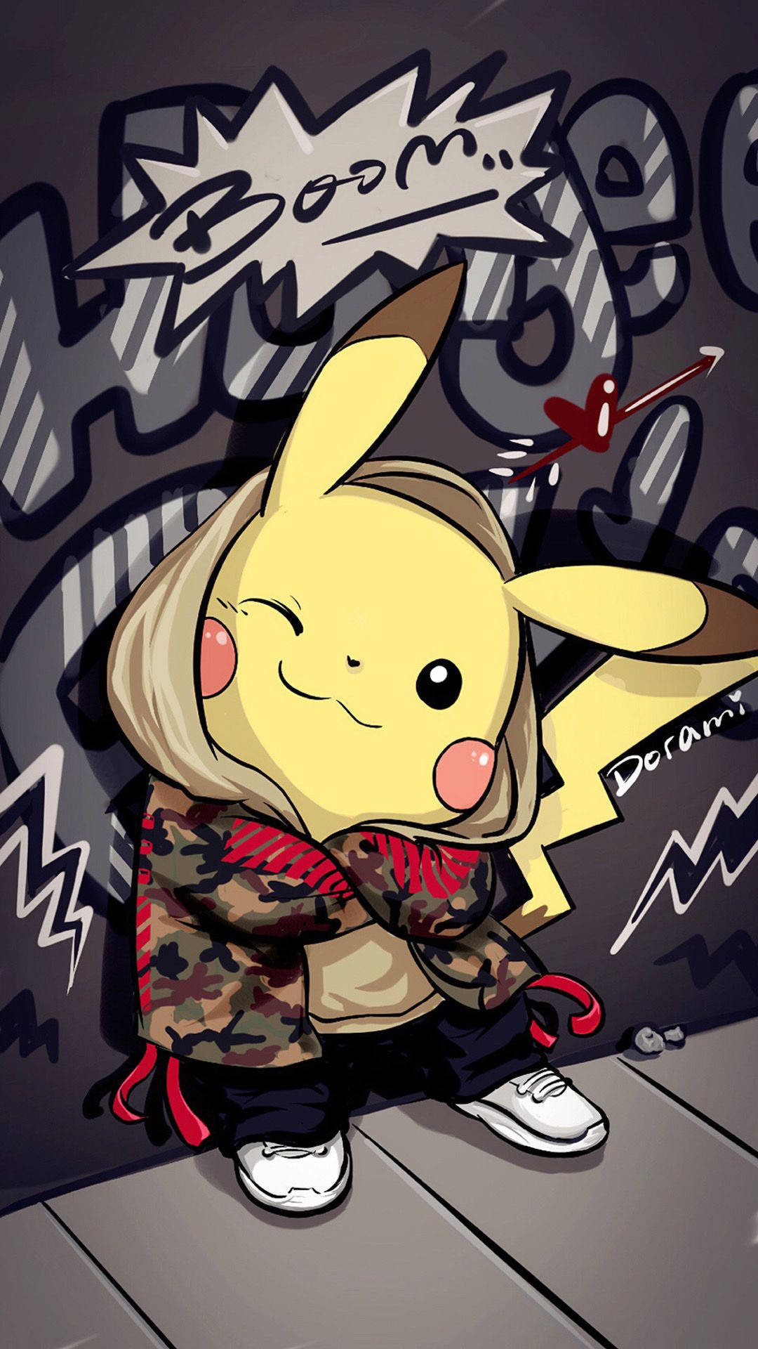 Pikachu με Τέχνη Γκράφιτι Ταπετσαρία