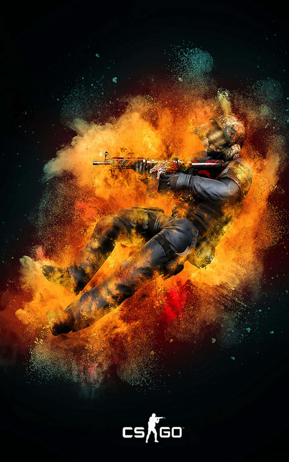 Φόντο Pixel 3 Counter-Strike Global Offensive με Φωτιά Ταπετσαρία