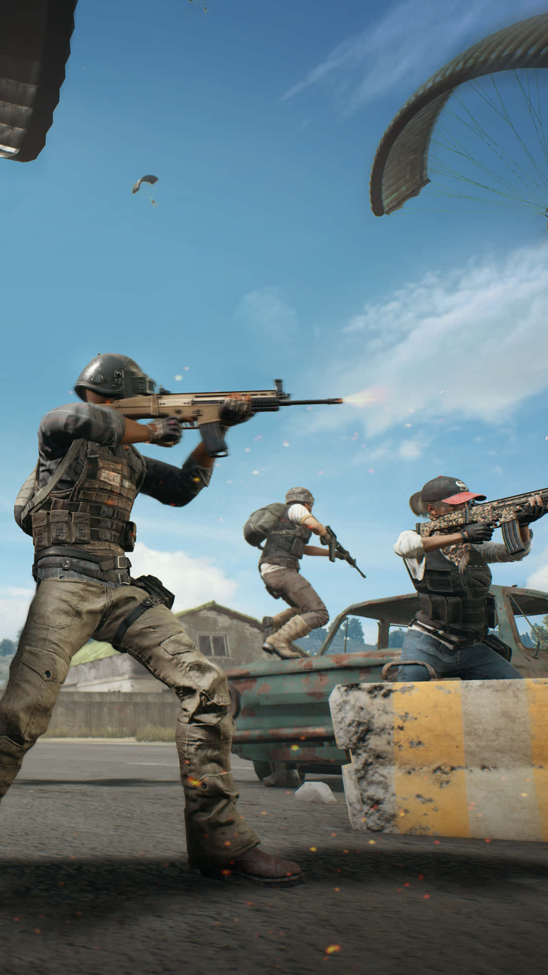 Πορτρέτο Pixel 3 Παίκτες του Playerunknown's Battlegrounds στη Μέση του Παιχνιδιού Φόντο Ταπετσαρία