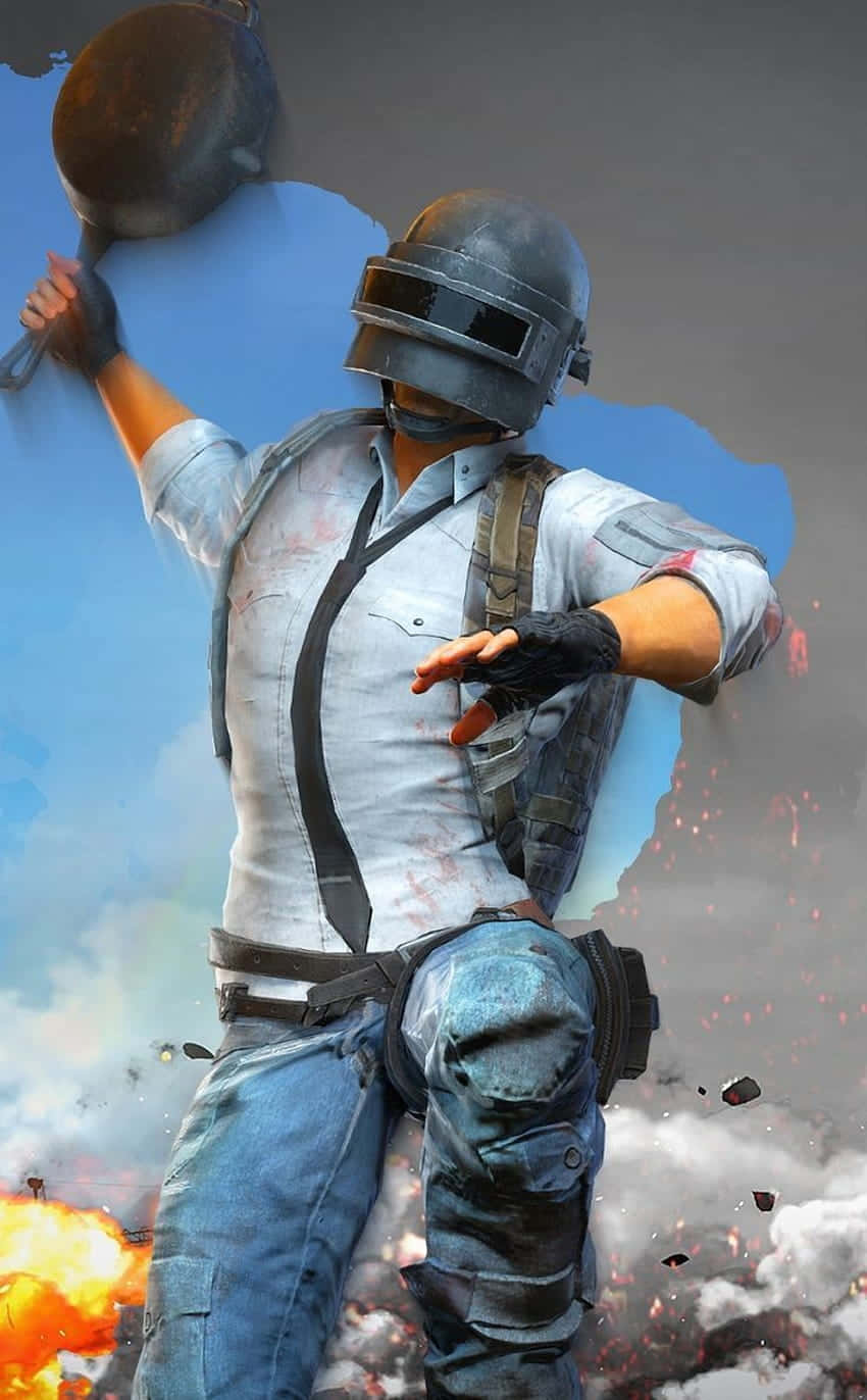 Τύπος με Κράνος και Τηγάνι Pixel 3 Playerunknown's Battlegrounds Background Ταπετσαρία