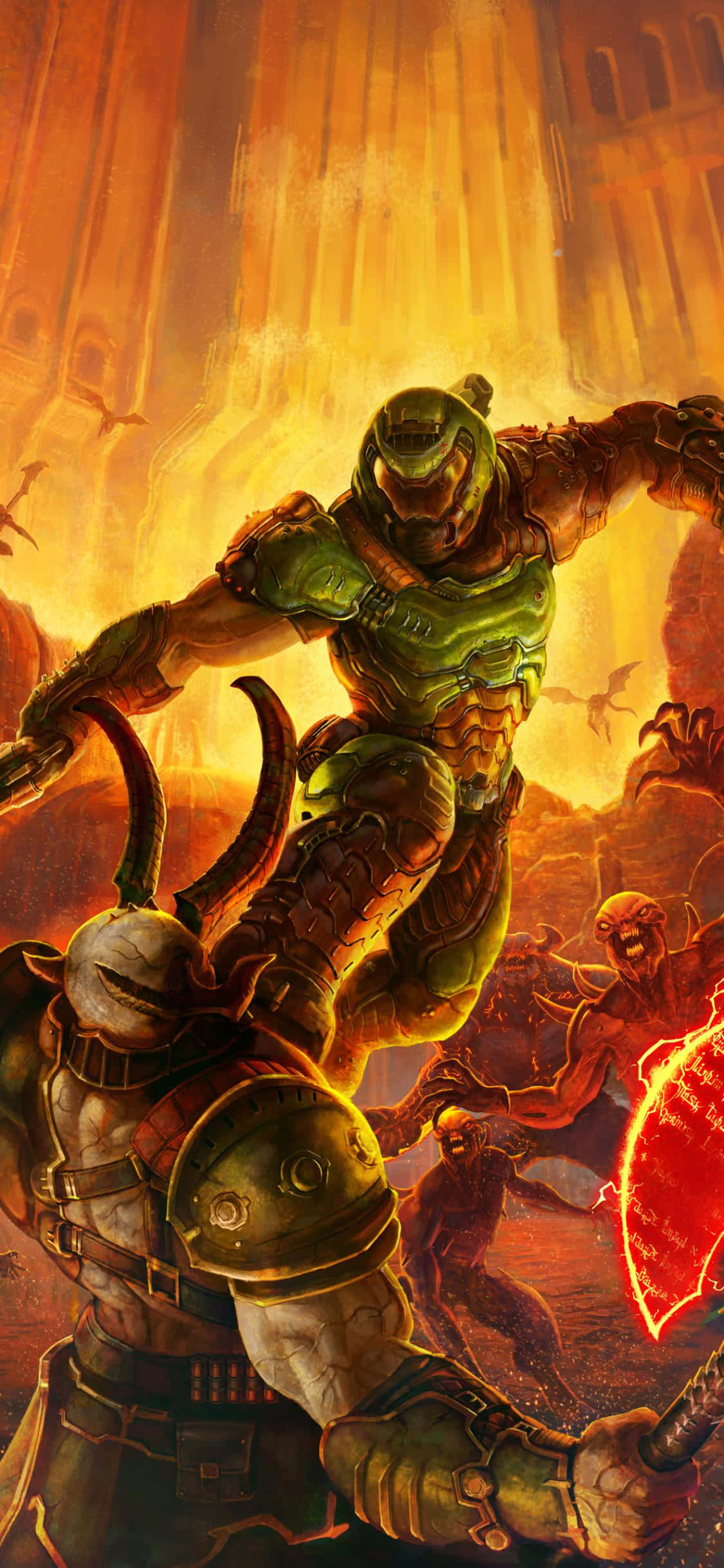Pixel 3xl Doom Guy Έντονη Μάχη Φόντο Ταπετσαρία