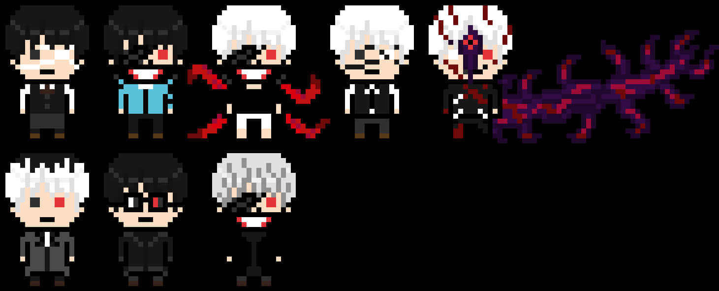 Pixel Art Μεταμόρφωσης Kaneki Ken Ταπετσαρία