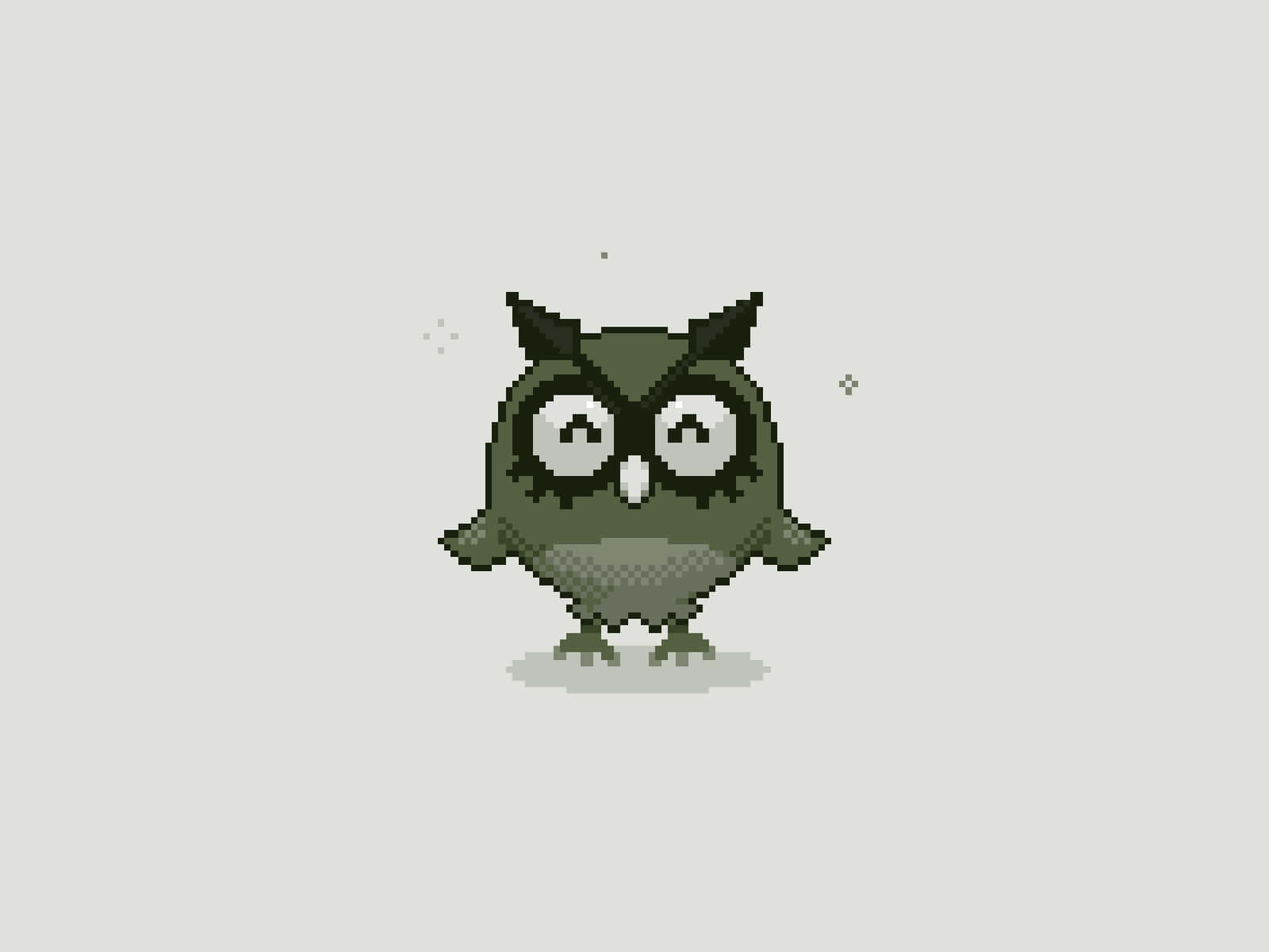 Ασπρόμαυρη Pixel Art του Pokémon Hoothoot Ταπετσαρία