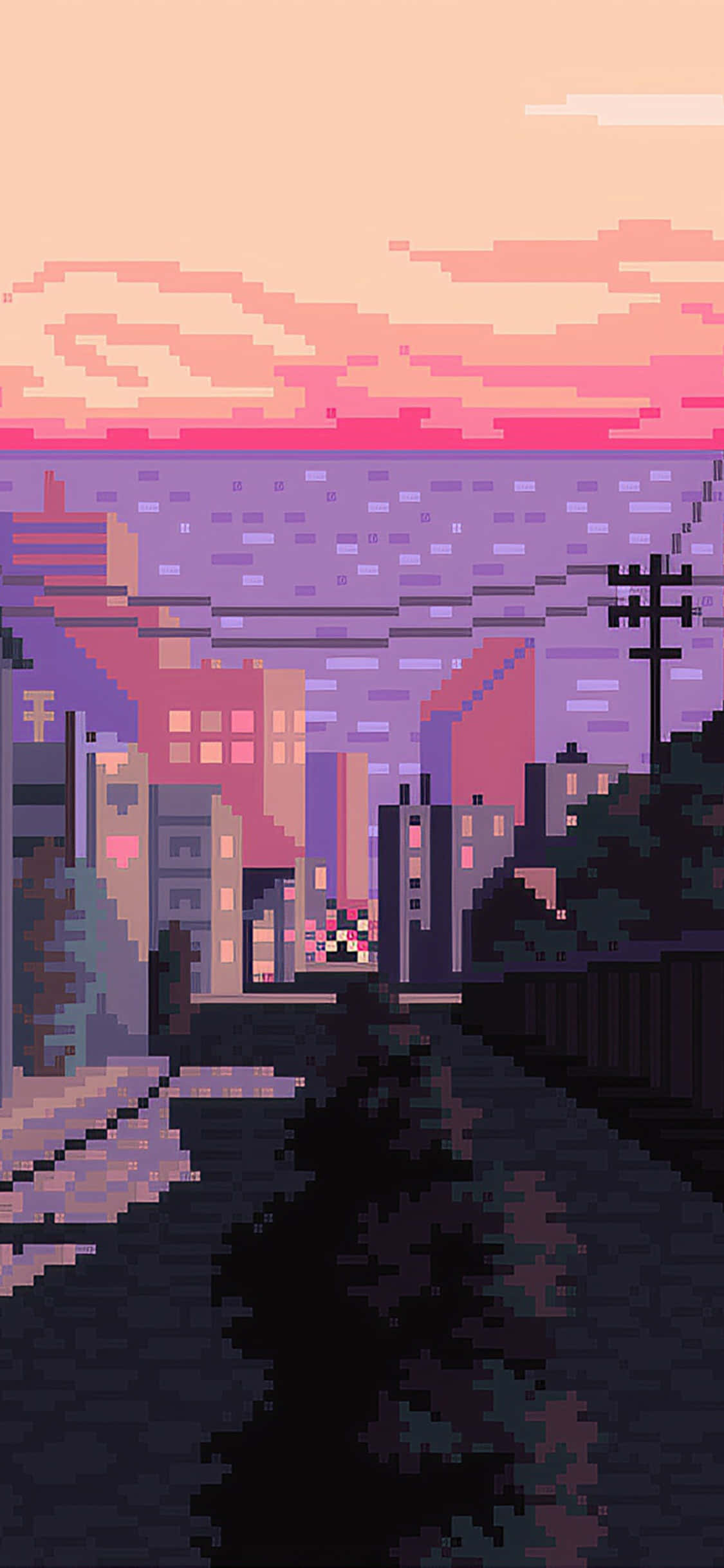 Ρετρό Pixel Ροζ Τέχνη Ταπετσαρία