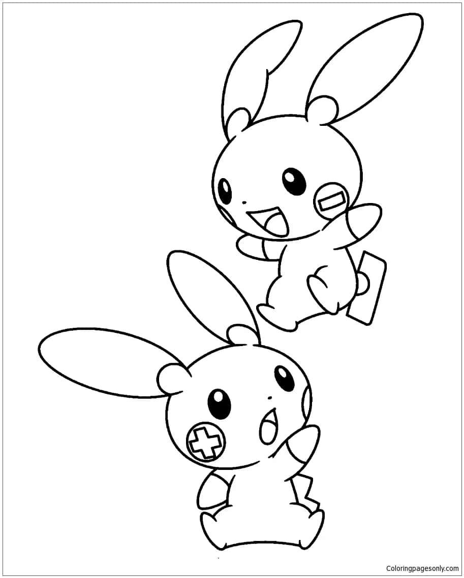 Plusle και Minun περίγραμμα Ταπετσαρία