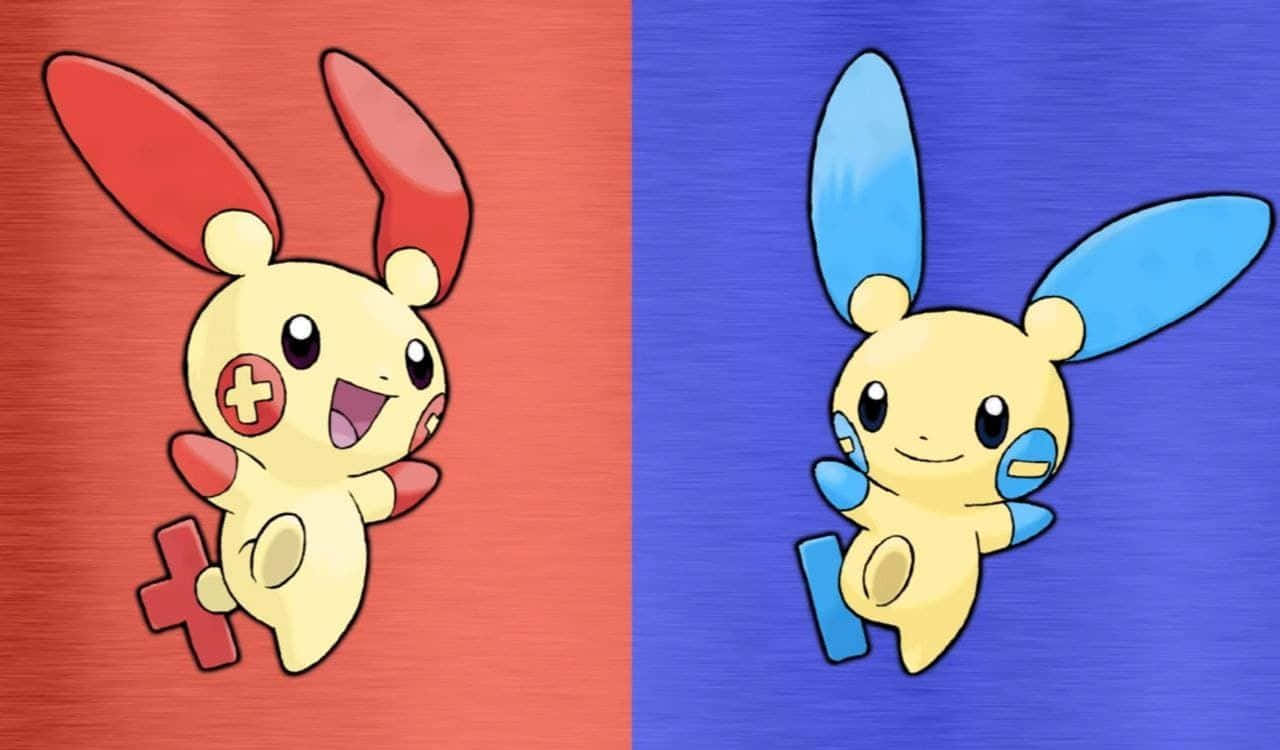 Plusle Κόκκινο και Μπλε Φόντο Ταπετσαρία