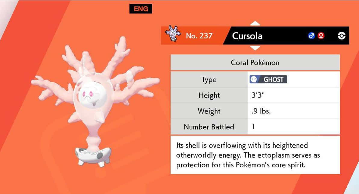 Ζωντανή εικονογράφηση του Pokémon τύπου φάντασμα, Cursola Ταπετσαρία