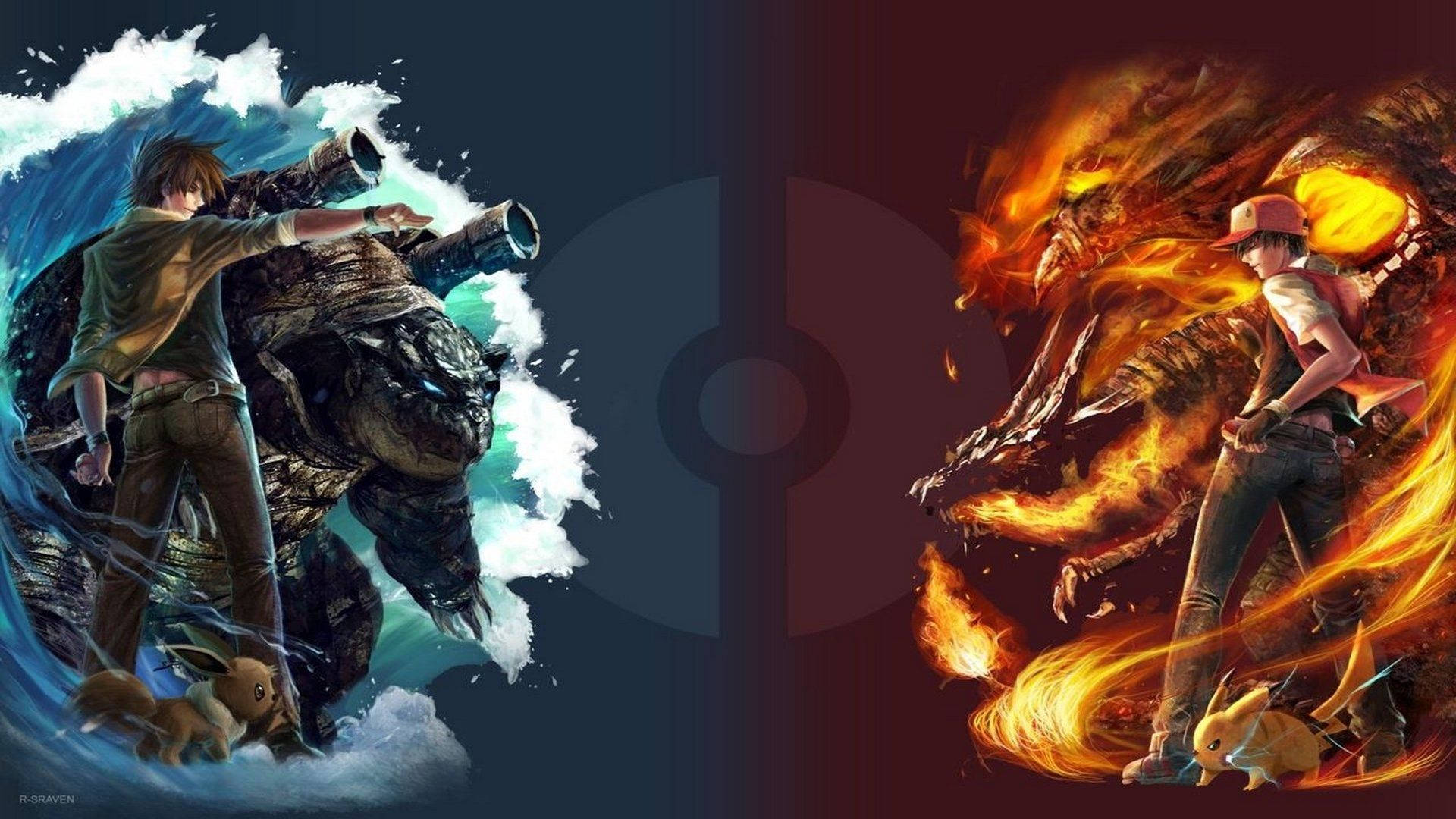 Αντίπαλοι Pokémon μάχονται ανάμεσα στα αστέρια Ταπετσαρία