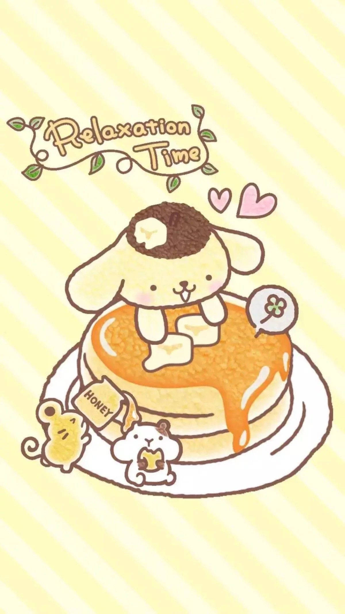 Pompompurin Απολαμβάνει Τηγανίτα - Χαριτωμένο Kawaii Wallpaper για iPad Ταπετσαρία