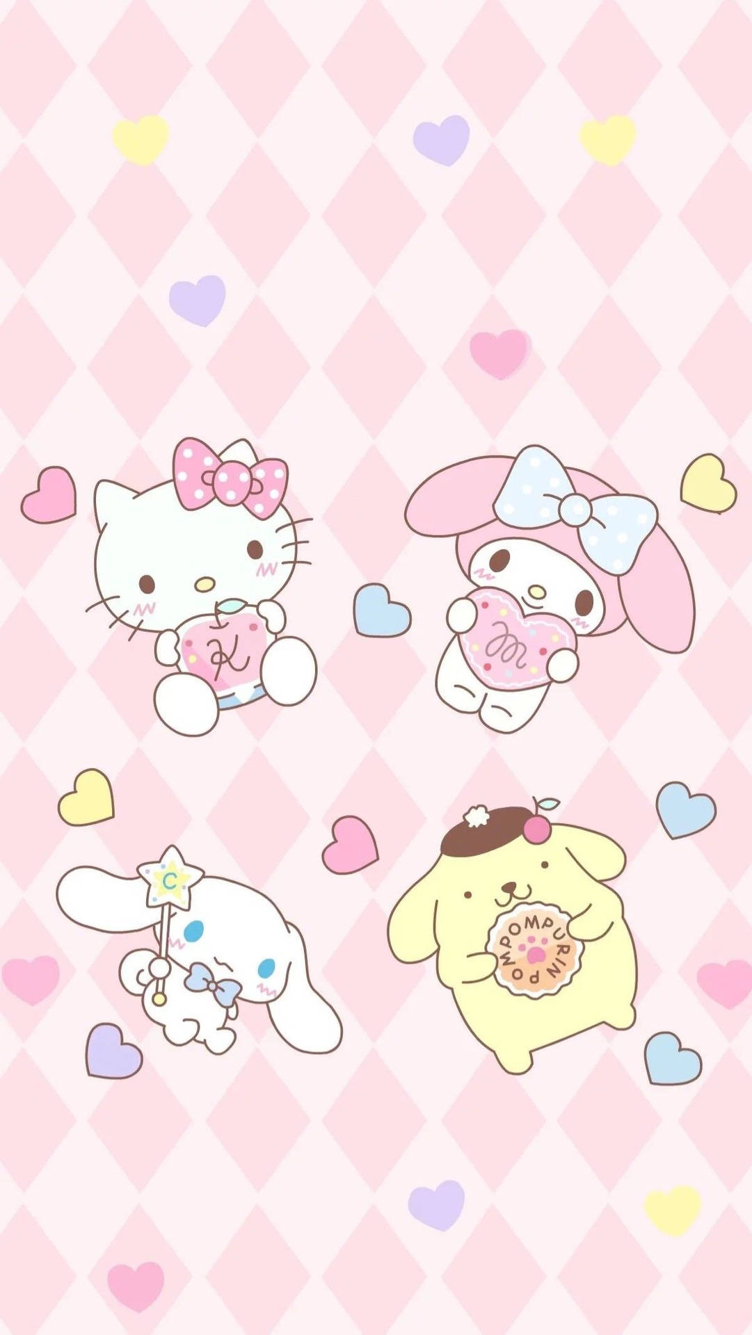 Sanrio Hello Kitty Pompompurin Kawaii ταπετσαρία.